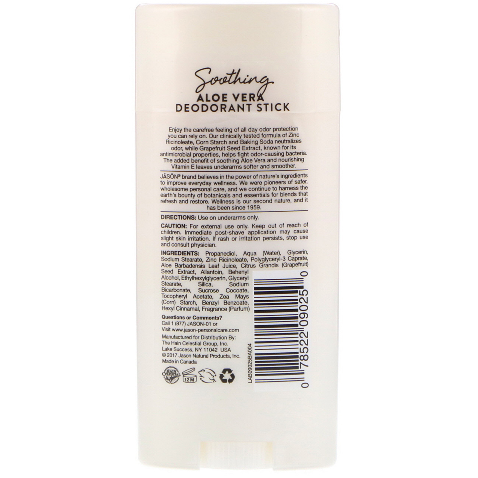 Jason Natural, Desodorante Puro e Natural, Babosa Relaxante, 2,5 oz (71 g) - Imagem 2