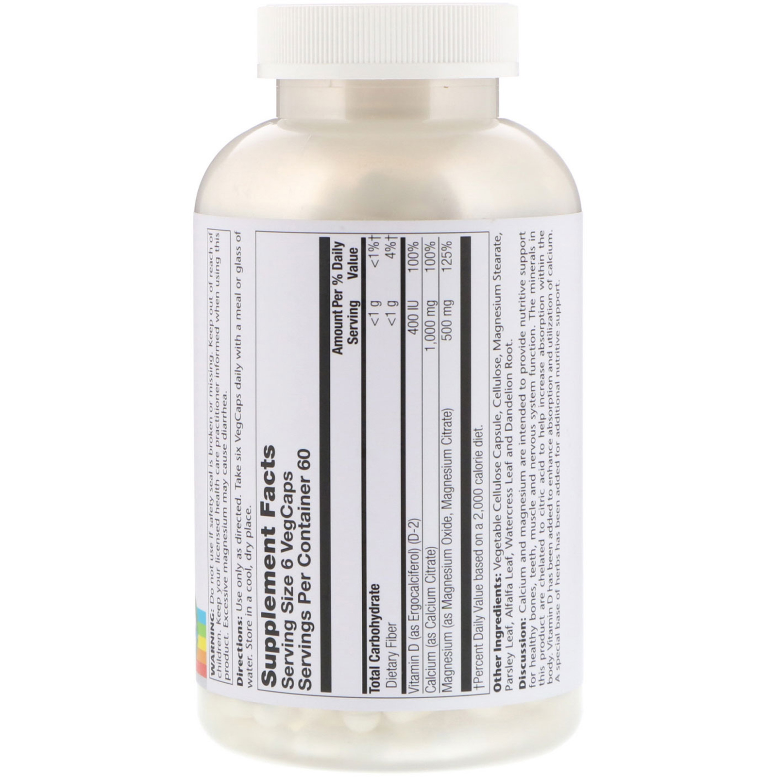 Solaray, Cal-Mag Citrate 2:1, 360 Cápsulas Vegetais - Imagem 2