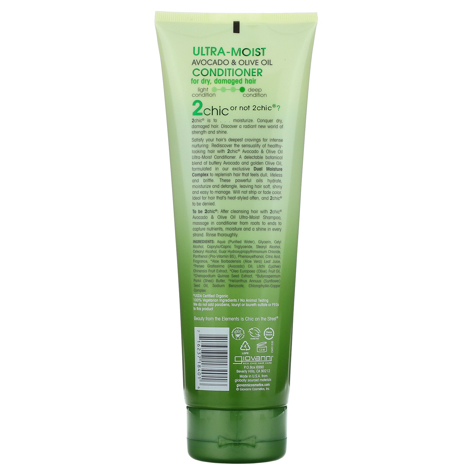 Giovanni, Condicionador Ultra-Hidratante para Cabelos Secos e Danificados, Óleo de Oliva e Abacate, 250 ml (8,5 fl oz) - Imagem 2