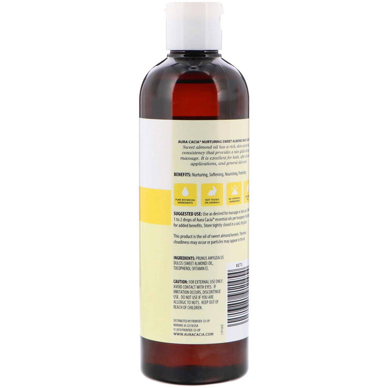 Aura Cacia, Skin Care Oil, Nurturing Sweet Almond, 16 fl oz (473 ml) - Imagem 2