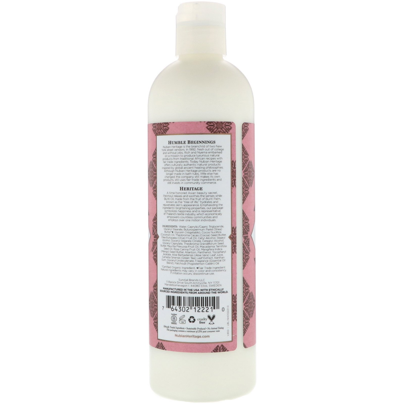 Nubian Heritage, Loção Corporal, Patchouli e Buriti, 384 ml (13 fl oz) - Imagem 2
