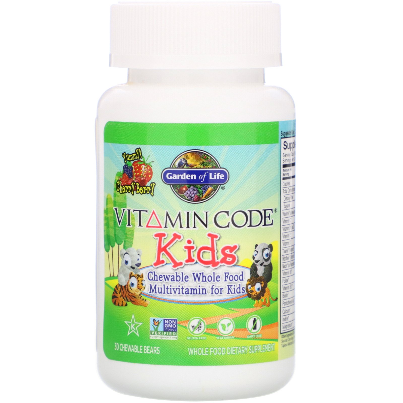 Garden of Life, Vitamin Code, Kids, Multivitamínico Mastigável de Alimentos Integrais para Crianças, Cherry Berry, 30 Ursos Mastigáveis - Imagem 3
