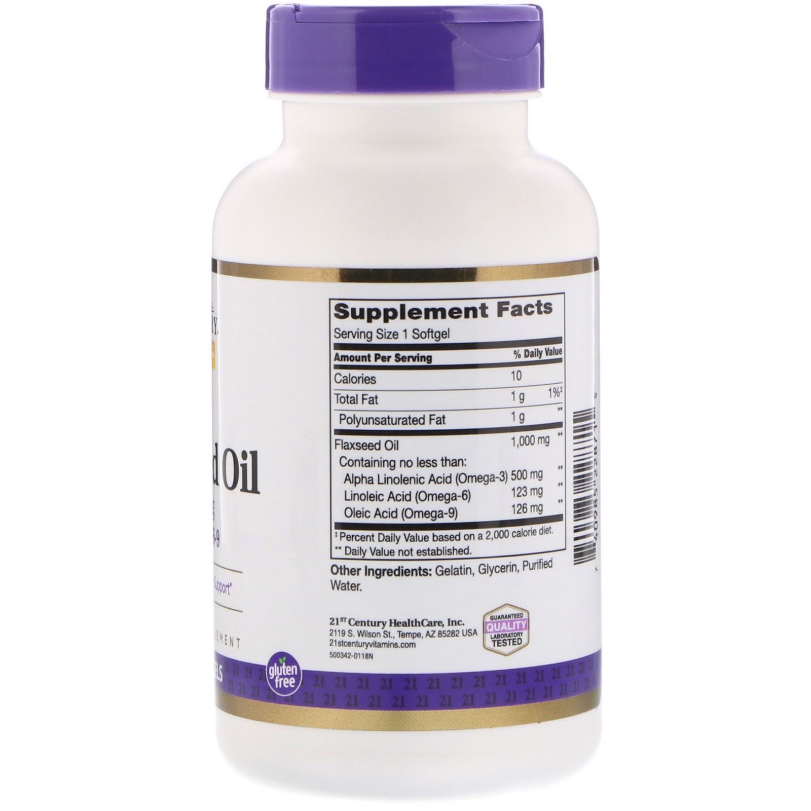 21st Century, Óleo de linhaça, 1000 mg, 120 Softgels - Imagem 2