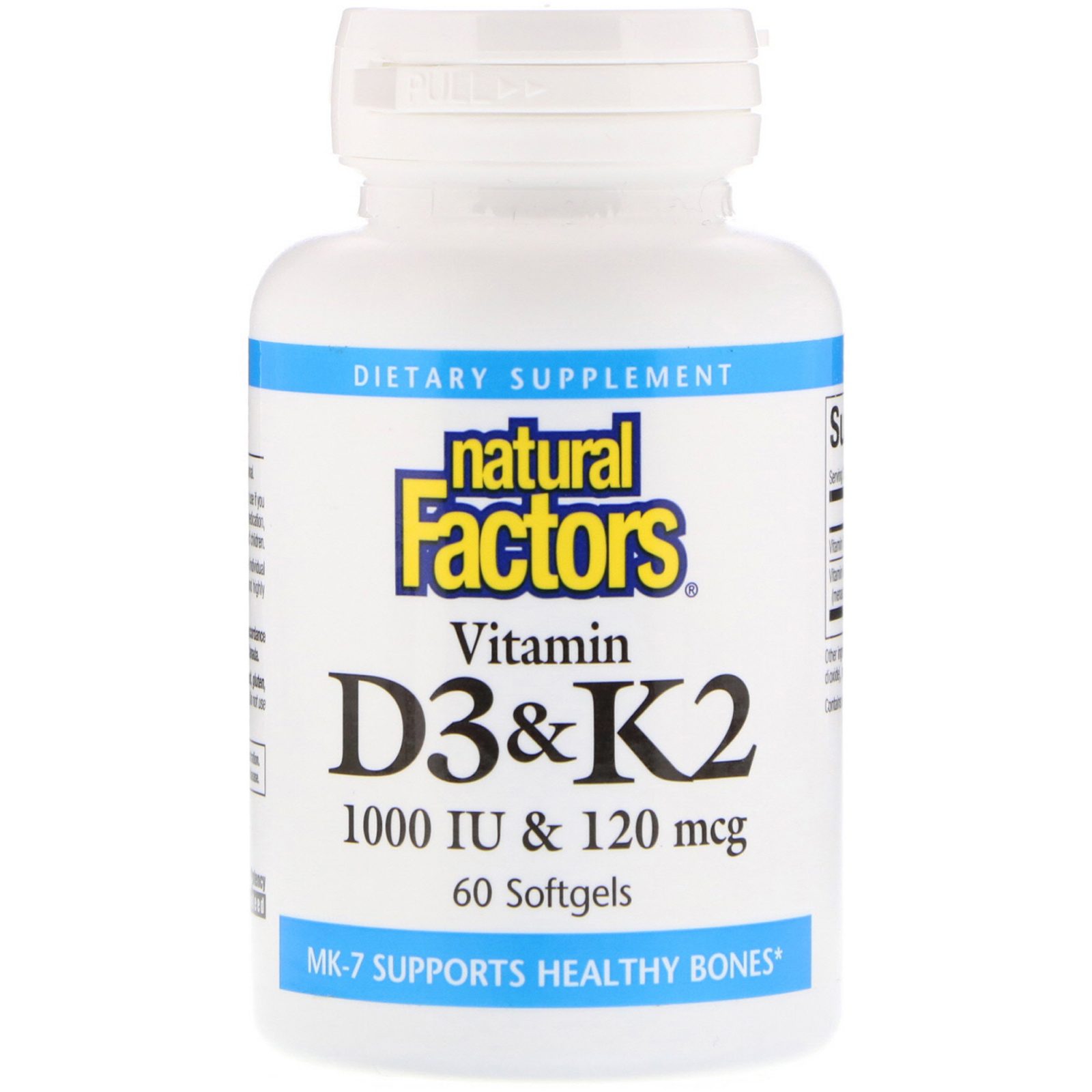 Natural Factors, Vitamina D3 e K2, 60 Cápsulas Softgel