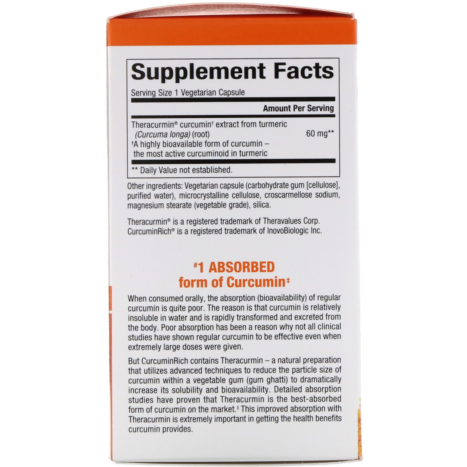 Natural Factors, CurcuminRich, Theracurmin de Potência em Dobro, 60 Cápsulas Vegetais - Imagem 2