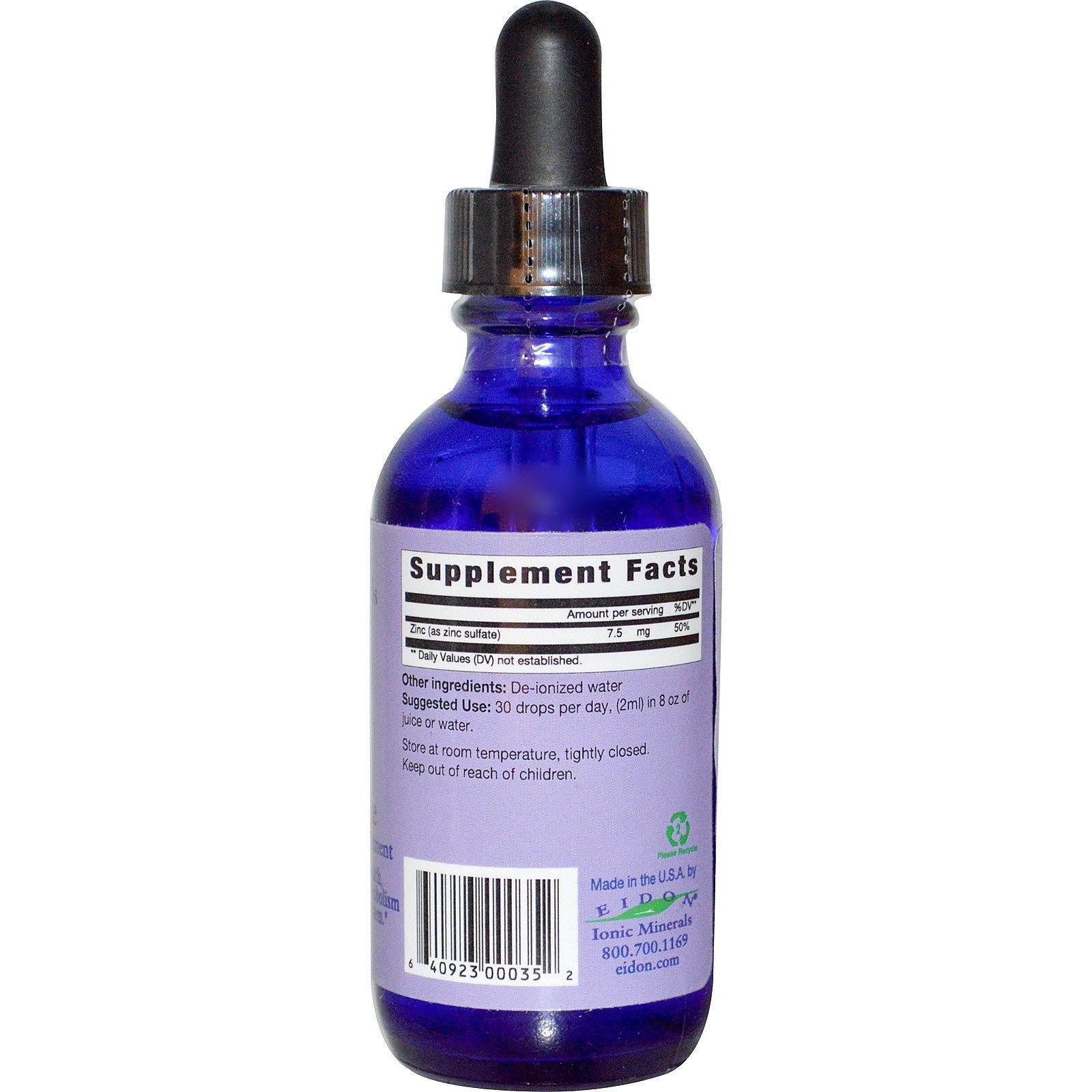 Eidon Mineral Supplements, Minerais Iônicos, Zinco, Concentrado Líquido, 60 ml (2 oz) - Imagem 2