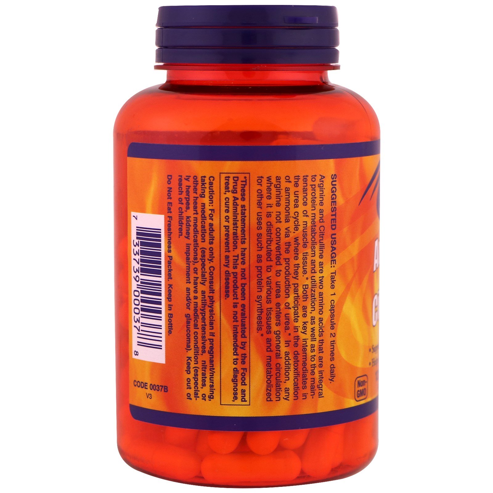 Now Foods, Sports, Arginina e Citrulina, 500 mg/250 mg, 120 Cápsulas Vegetais - Imagem 2