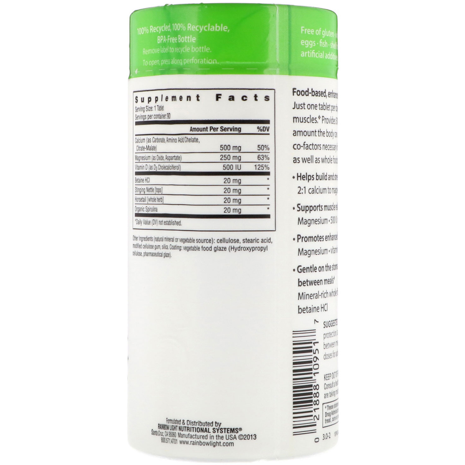 Rainbow Light, Cálcio à Base de Alimentos com Magnésio e Vitamina D3, 90 Comprimidos - Imagem 2