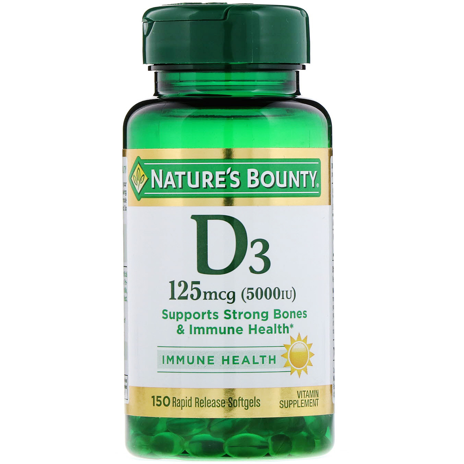 Nature's Bounty, D3, Maximum Strength, 5000 IU, 150 Softgels