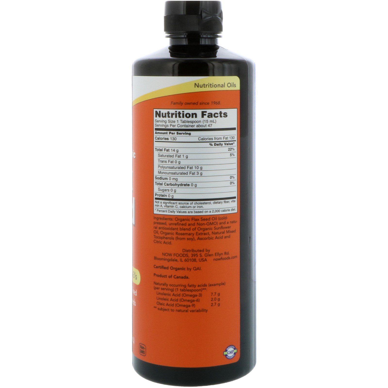 Now Foods, Óleo de semente de linhaça orgânica certificada, 24 fl oz (710 ml) - Imagem 2