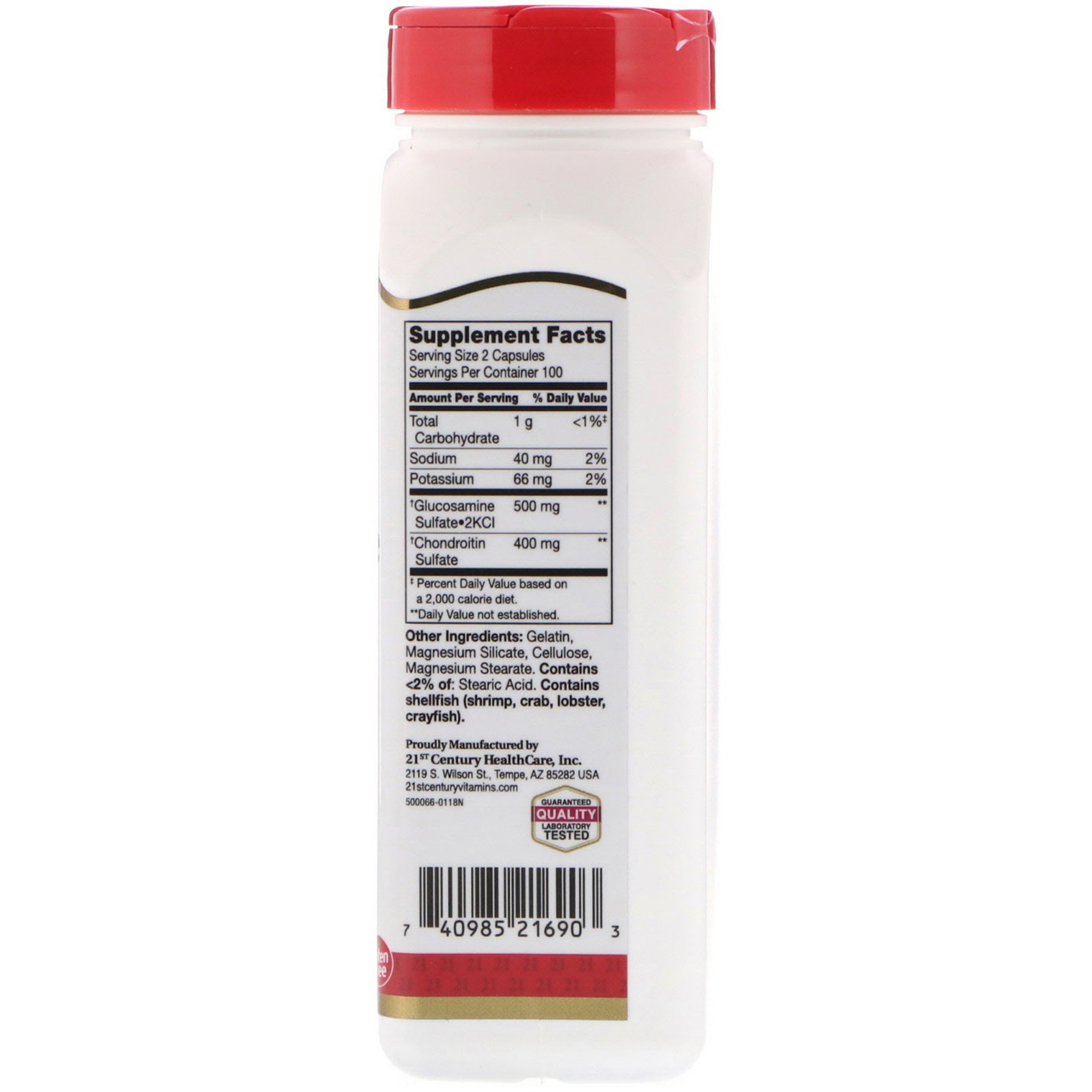 21st Century, Glucosamine / Chondroitin, Original Strength, 250 mg / 200 mg, 200 Easy to Swallow Capsules - Imagem 2