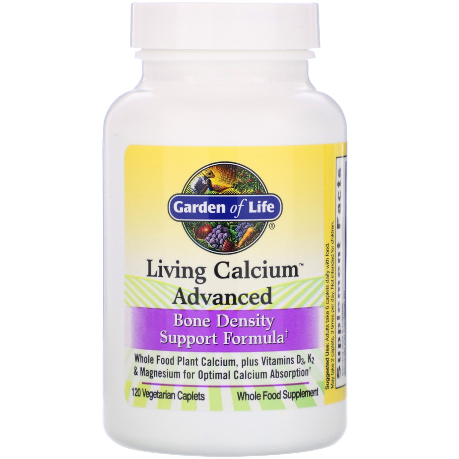 Garden of Life, Living Calcium Advanced, 120 Vegetarian Caplets - Imagem 3