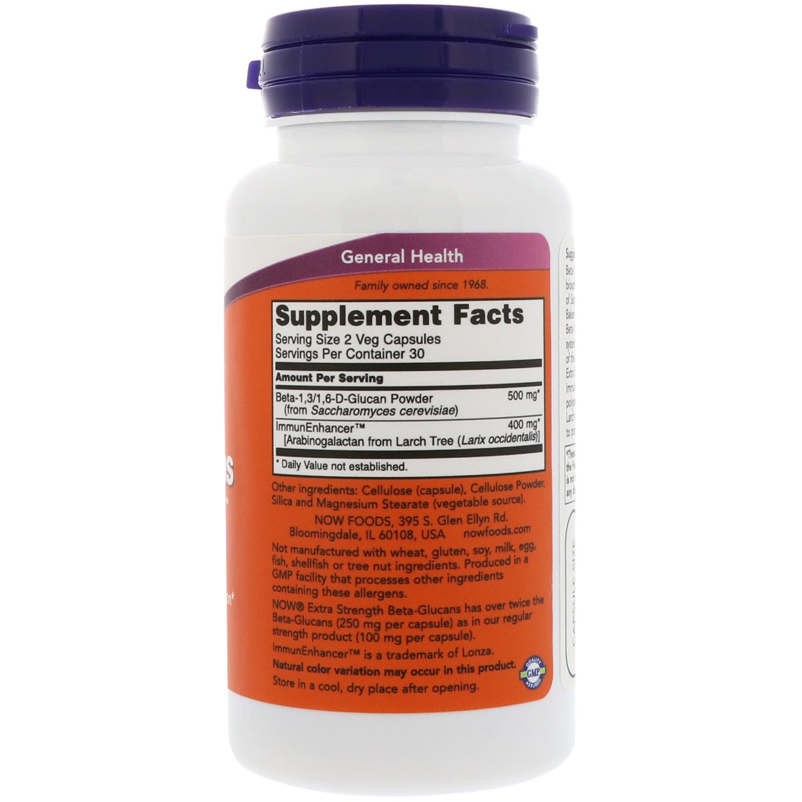 Now Foods, Betaglucanos, com ImmunEnhancer, Extra Strength, 250 mg, 60 Cápsulas Vegetais - Imagem 2