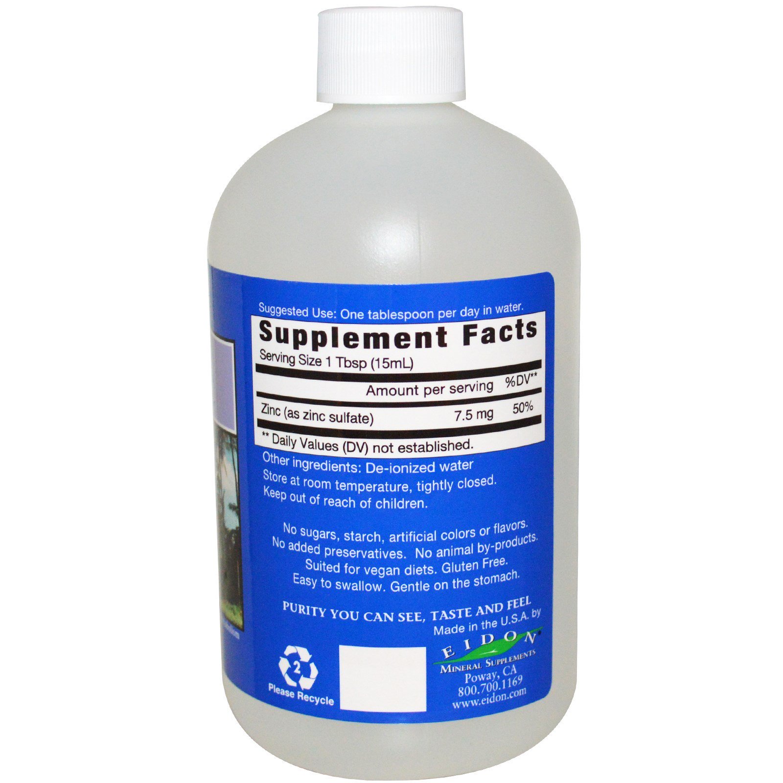 Eidon Mineral Supplements, Minerais Iônicos, Zinco, 533 ml (18 oz) - Imagem 2