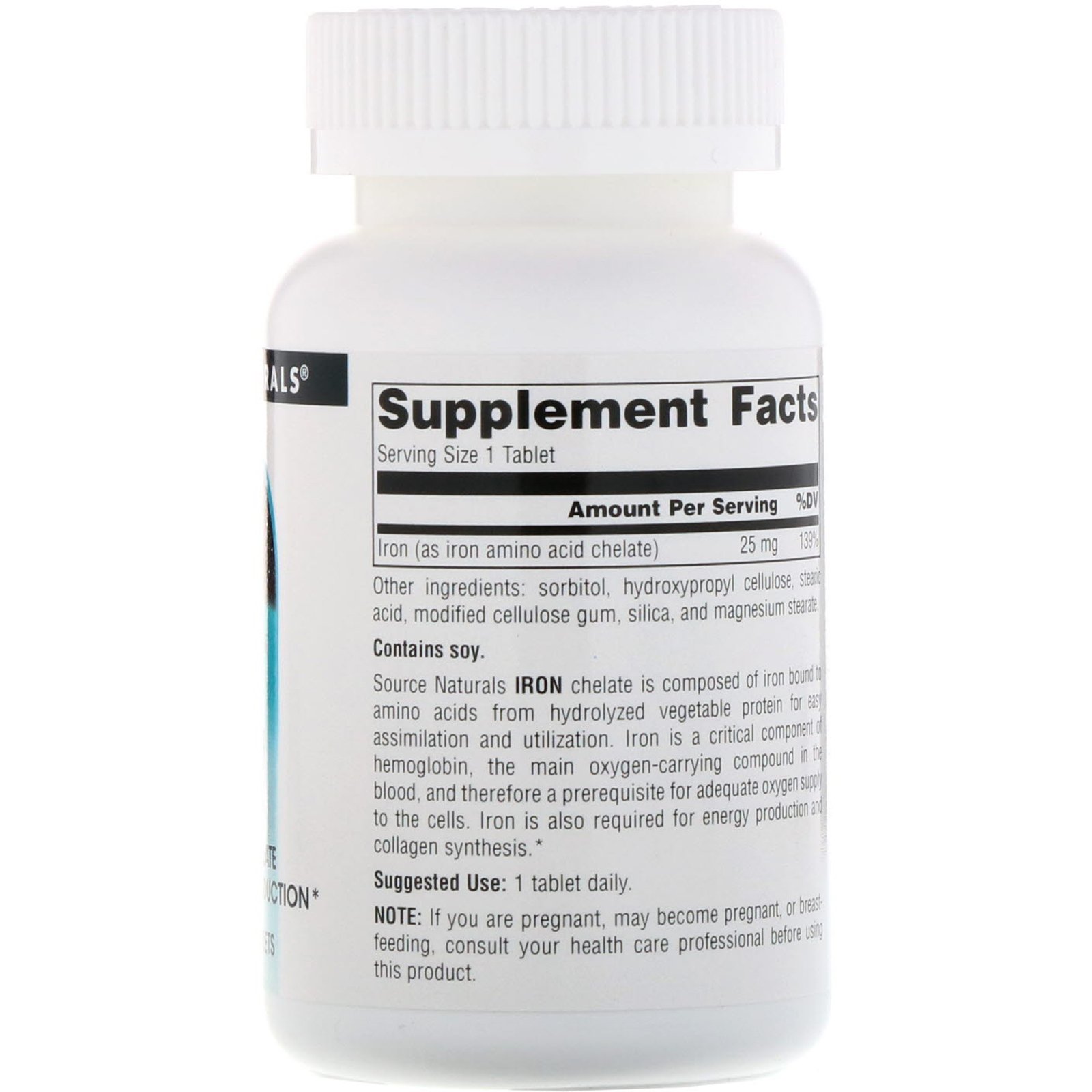 Source Naturals, Ferro, 25 mg, 250 tabletes - Imagem 2