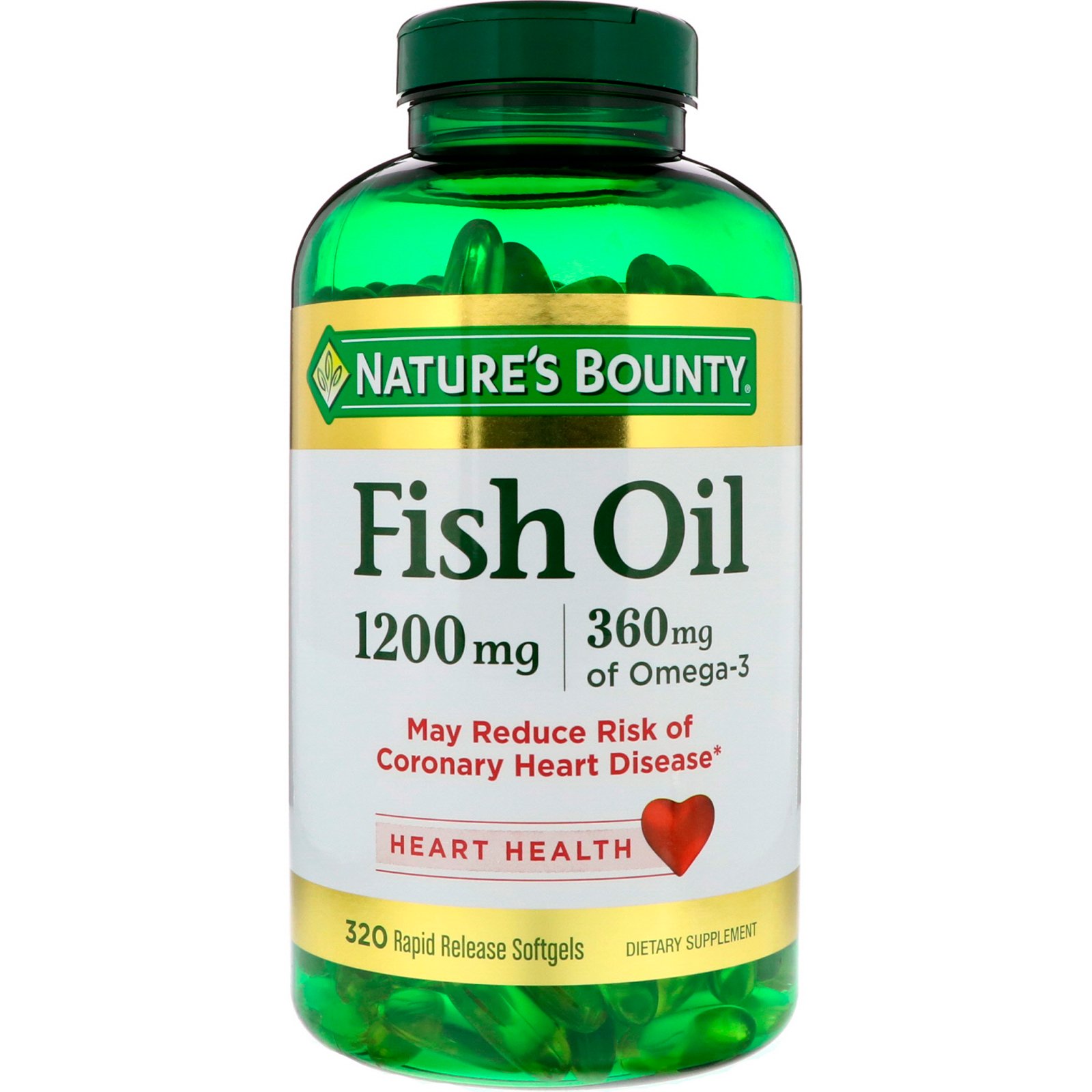 Nature's Bounty, Fish Oil, 1.200 mg, 320 Cápsulas Softgel de Liberação Rápida