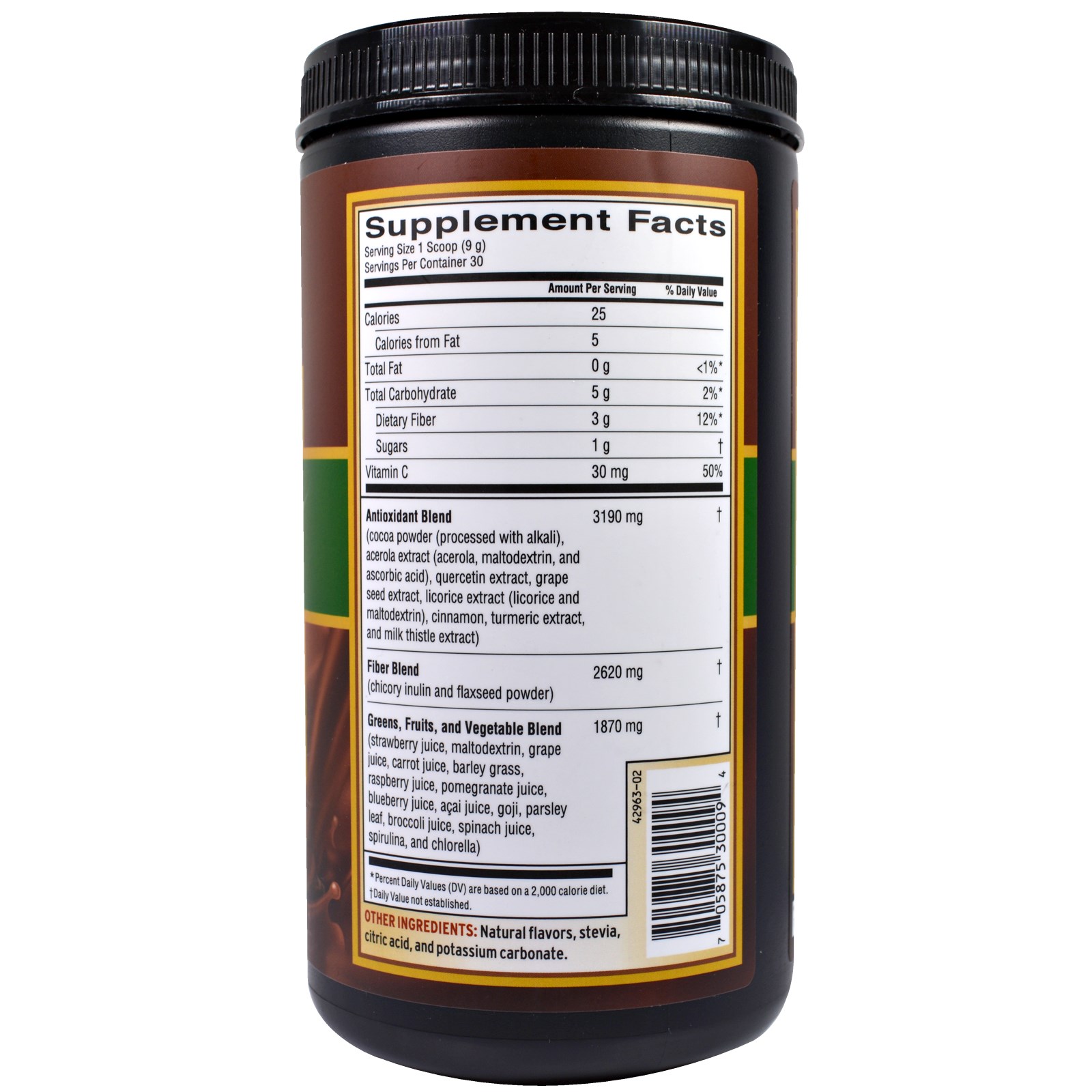 Barlean's, Greens Supplement, Powder Formula, Chocolate Silk, 9.52 oz (270 g) - Imagem 2