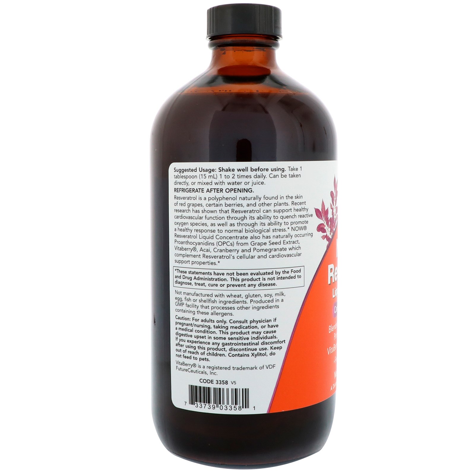 Now Foods, Resveratrol Natural, Concentrado Líquido, 473 ml (16 fl oz) - Imagem 3