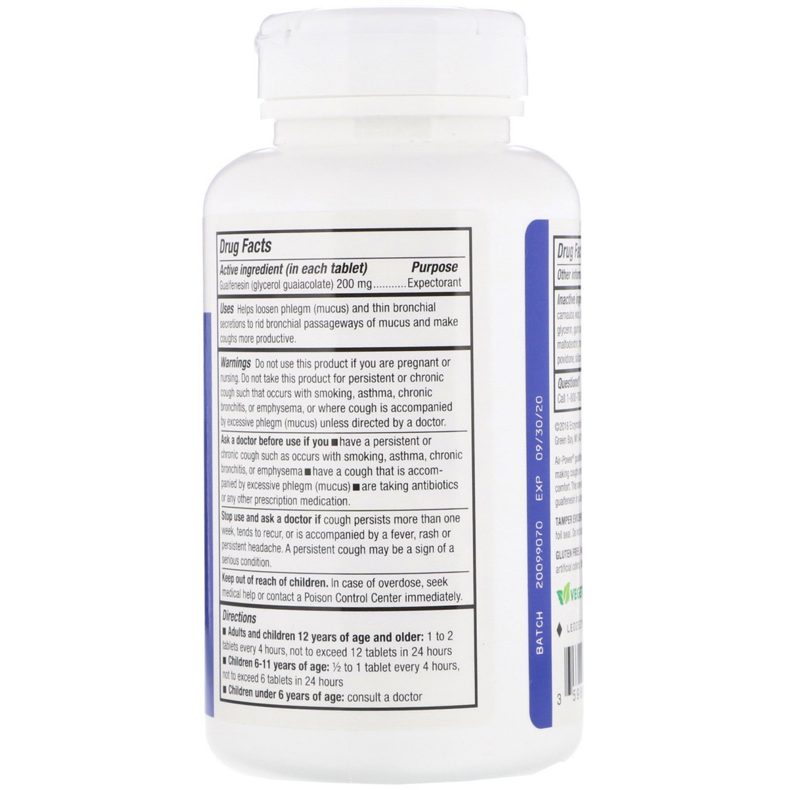Enzymatic Therapy, Air-Power, Guaifenesin Expectorant, 100 Tablets - Imagem 2