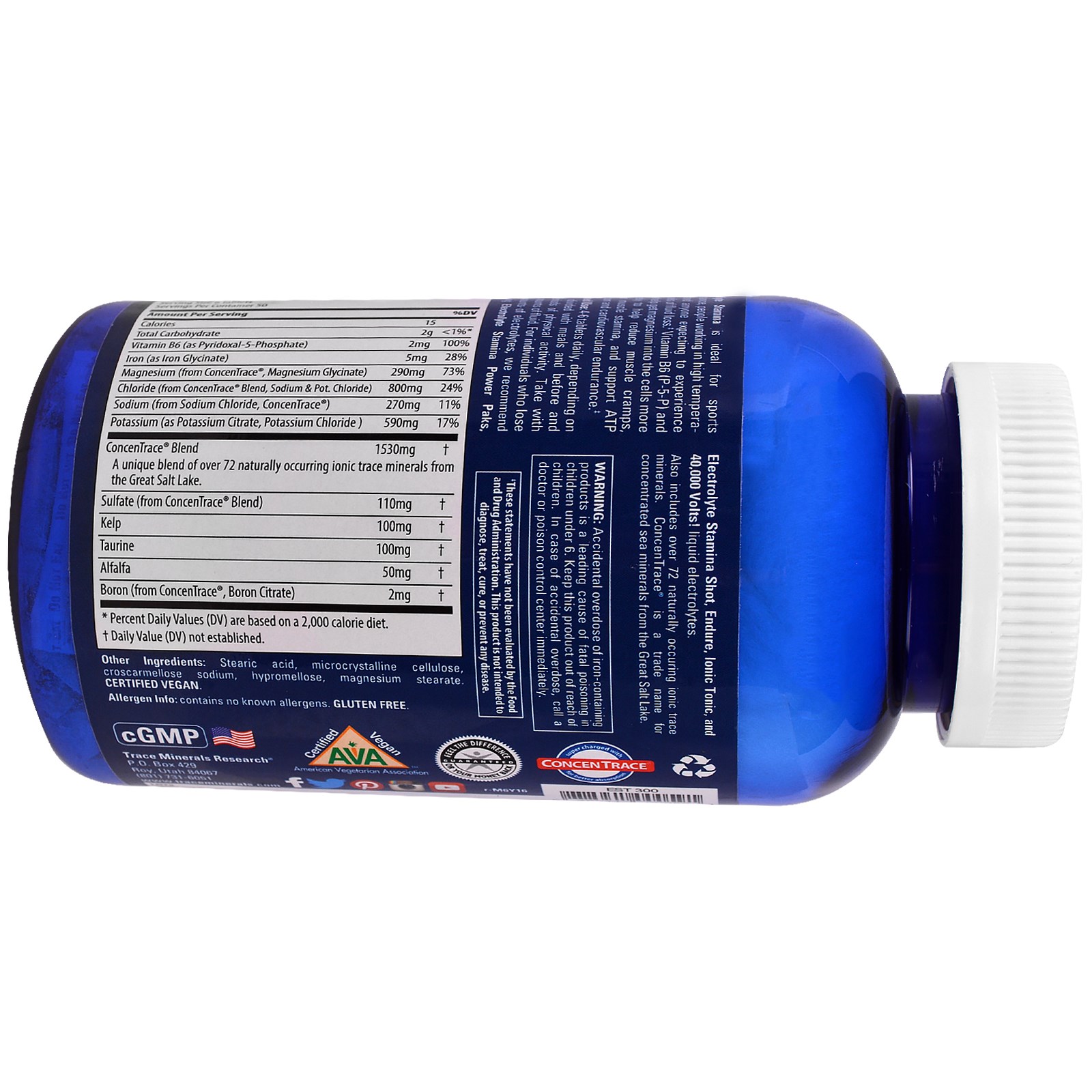 Trace Minerals Research, Electrolyte Stamina, 300 Comprimidos - Imagem 3