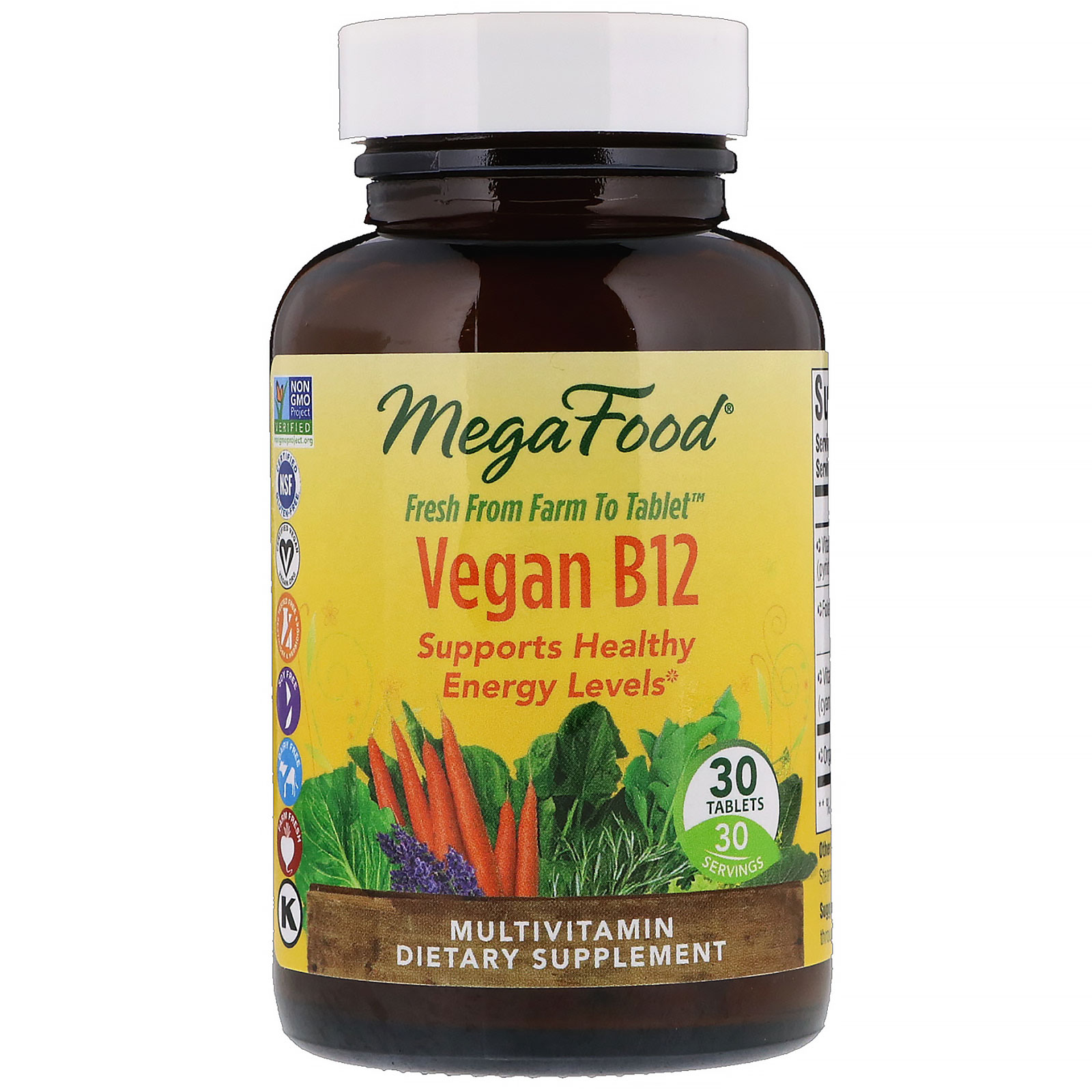 MegaFood, B12 Vegano, 30 Tabletes