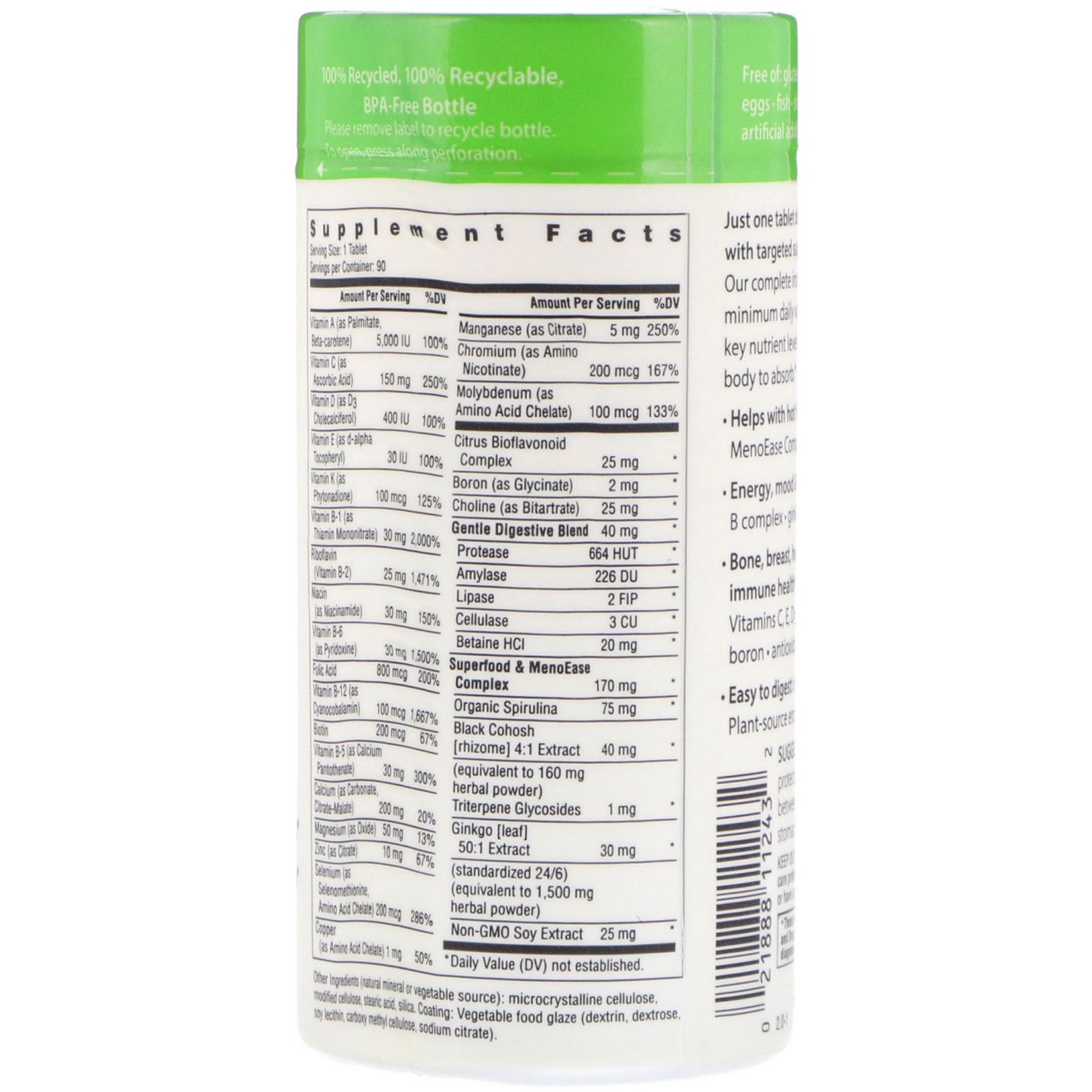 Rainbow Light, Menopausa One, Multivitamínico à Base de Alimentos, 90 Comprimidos - Imagem 2