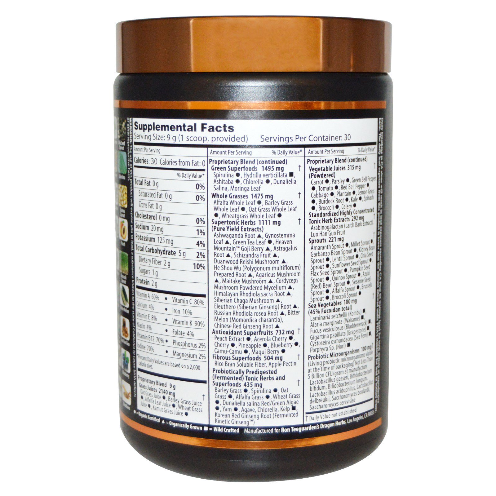 Dragon Herbs, Tonic Alchemy, Ultimate Superfood Blend, 270 g (9,5 oz) - Imagem 2