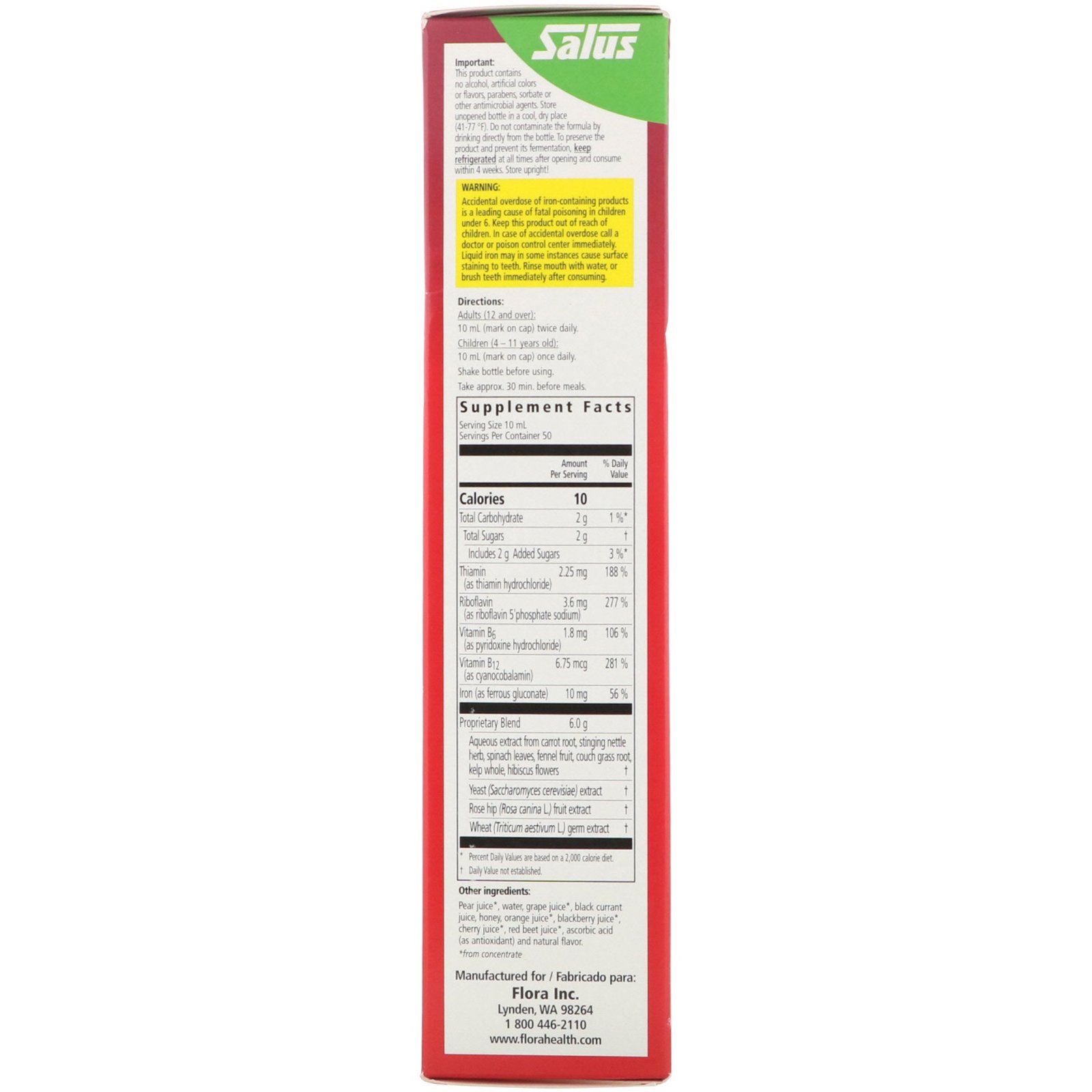 Flora, Floradix, Ferro + Suplemento de Ervas, Fórmula Extrato Líquido, 17 fl oz (500 ml) - Imagem 2