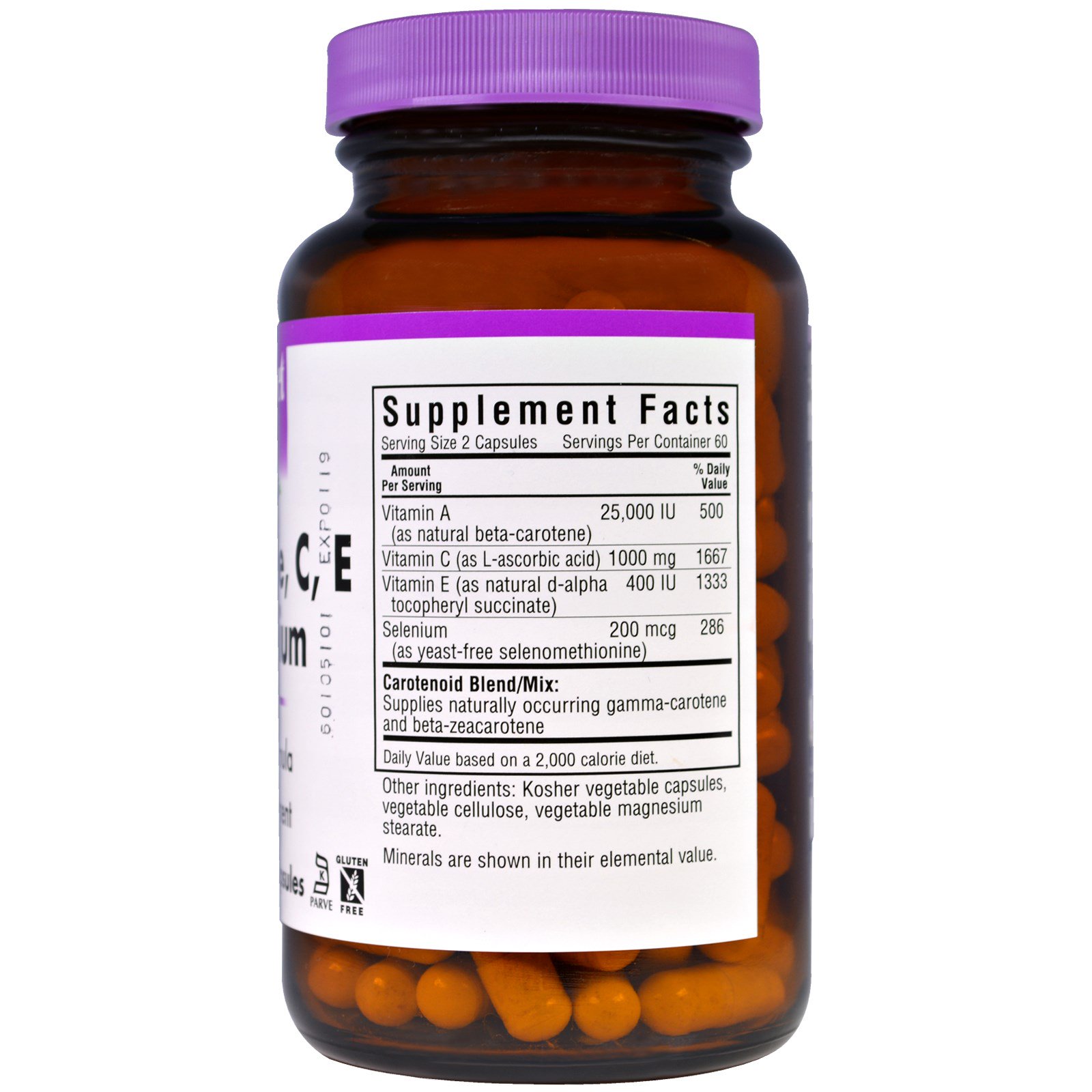 Bluebonnet Nutrition, Betacaroteno, C, E e Selênio, 120 Cápsulas Vegetais - Imagem 2