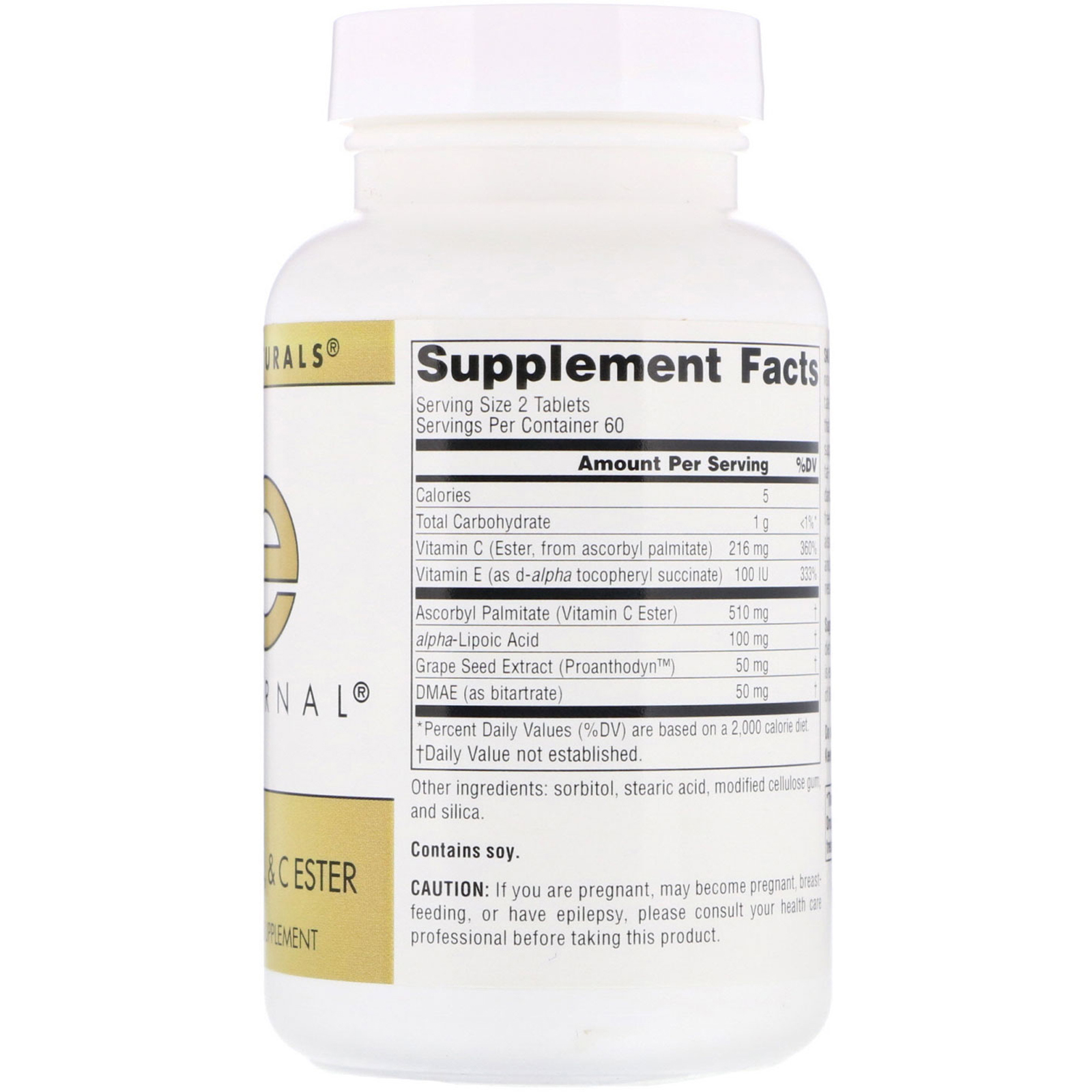 Source Naturals, Skin Eternal com DMAE, Ácido Lipoico e C Ester, 120 tabletes - Imagem 2