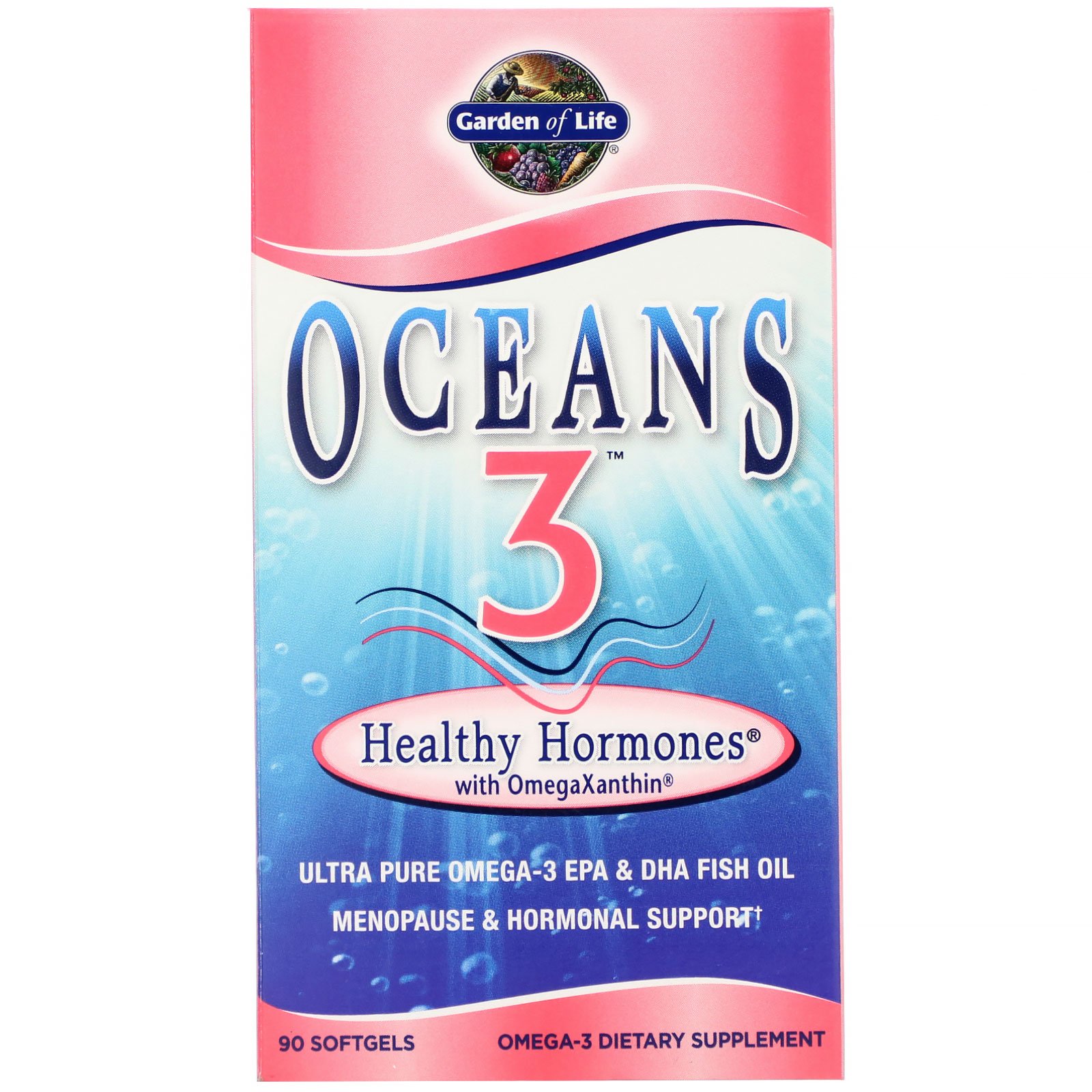 Garden of Life, Oceans 3, Healthy Hormones com ÔmegaXantina, 90 Cápsulas Softgel