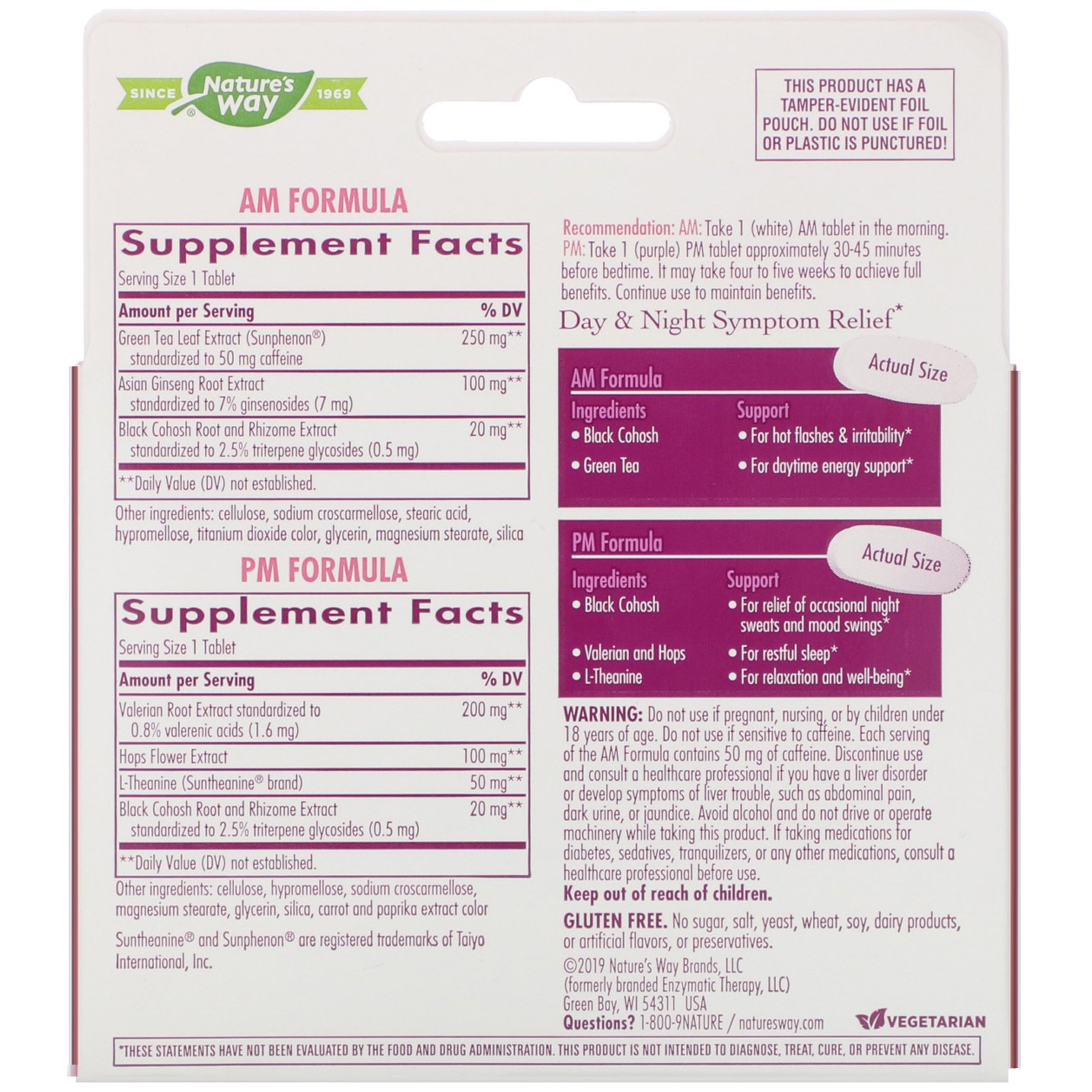 Nature's Way, AM/PM Menopause Formula, Women's Health, 60 Tablets - Imagem 2