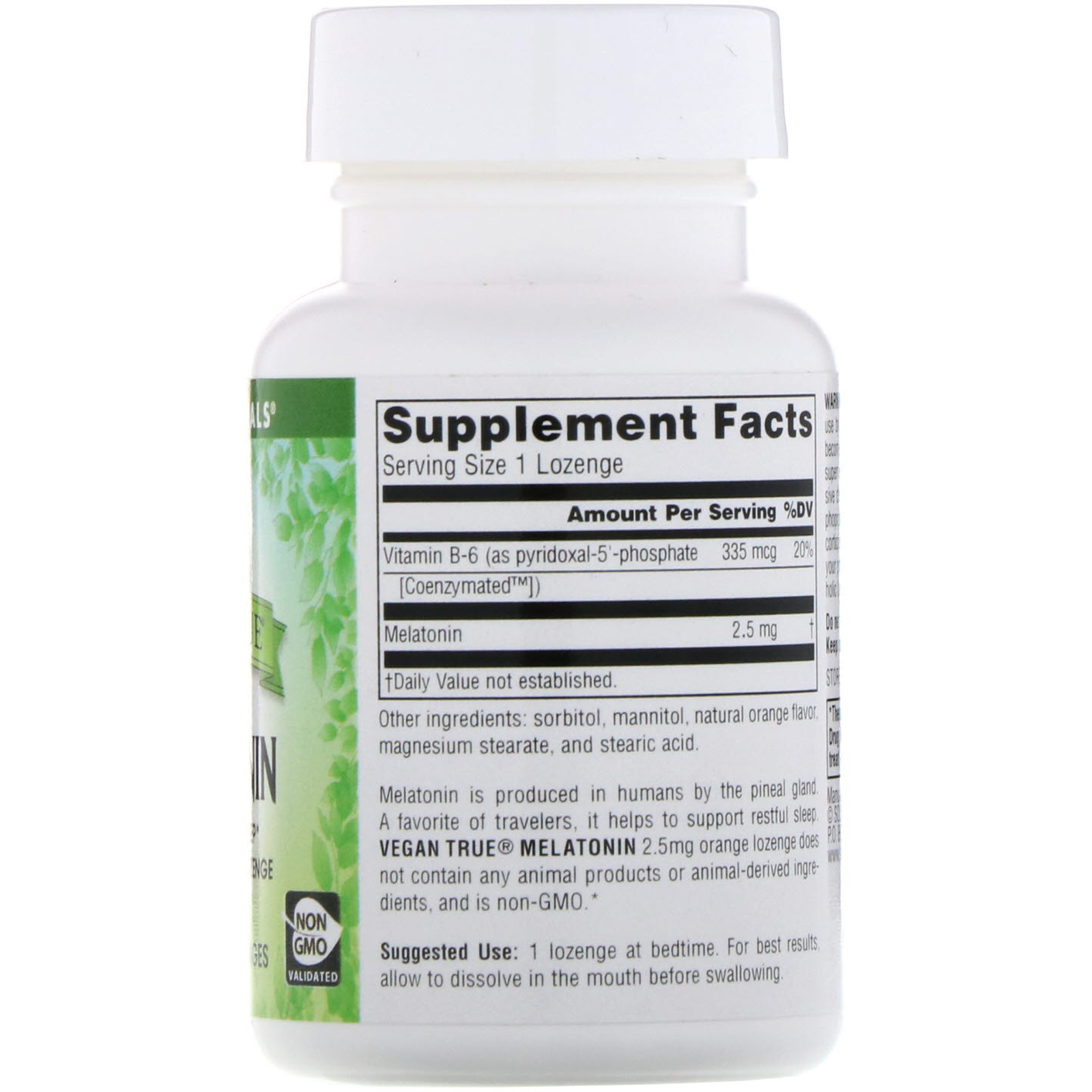 Source Naturals, Vegan True, Melatonina, Laranja, 2.5 mg, 60 Comprimidos - Imagem 2