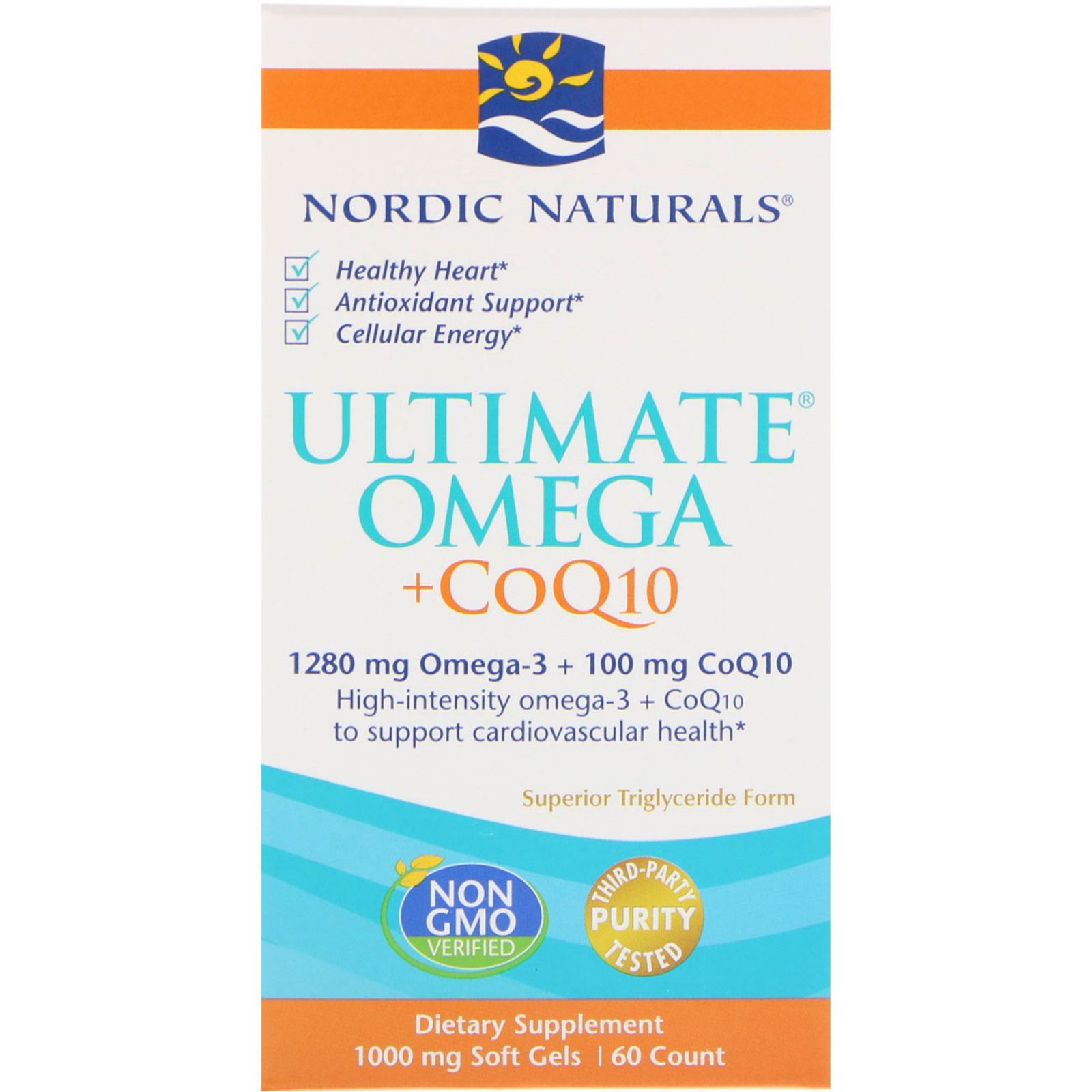 Nordic Naturals, Ultimate Omega + CoQ10, 1000 mg, 60 Cápsulas Softgel