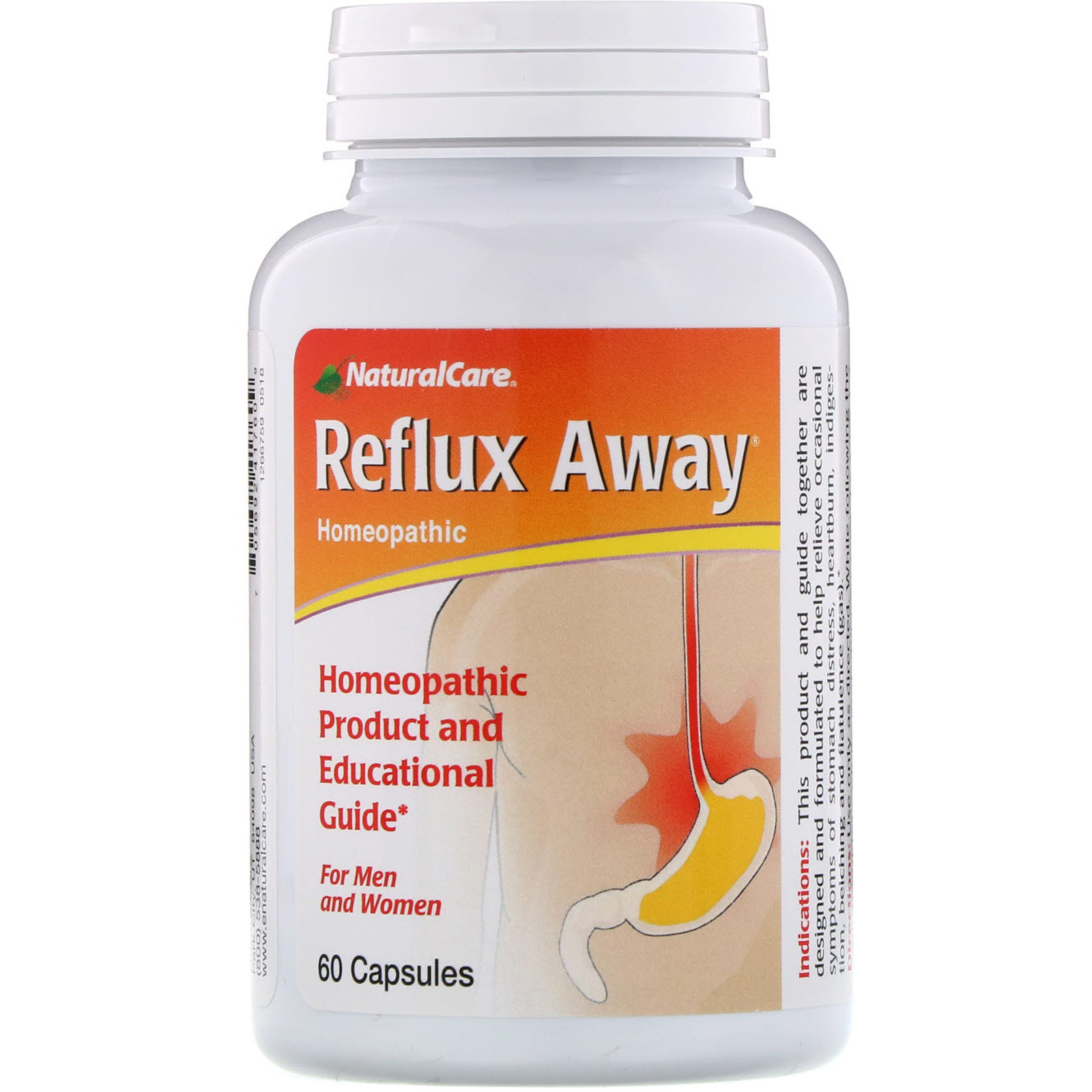 NaturalCare, Reflux-Away, For Men and Women, 60 Capsules - Imagem 3