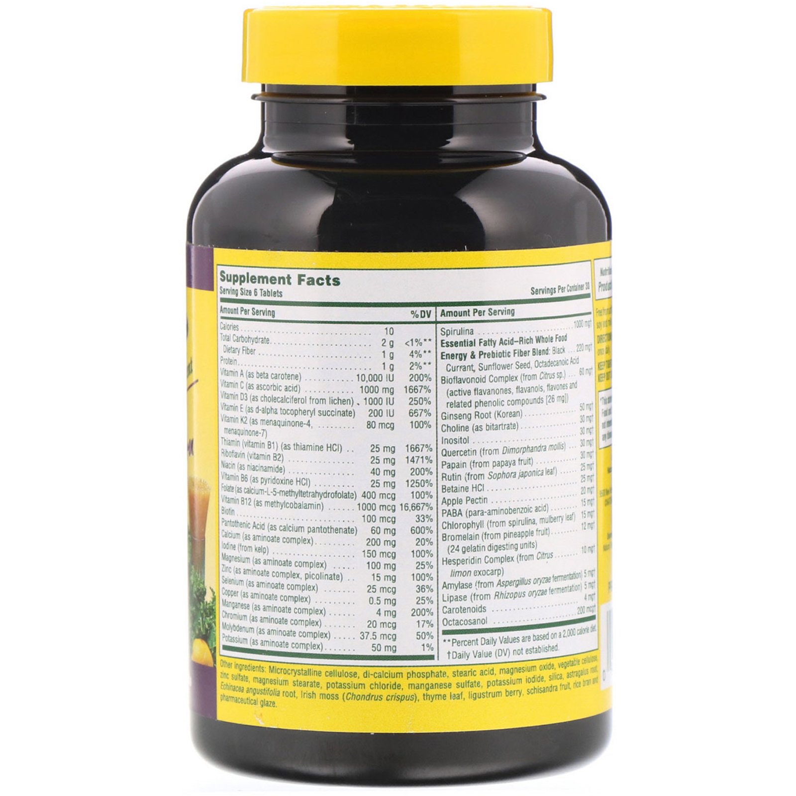 Nature's Plus, Fonte de vida, suplemento multivitamínico e mineral, sem ferro, 180 comprimidos - Imagem 2