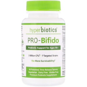 Hyperbiotics, PRO-Bifido, Suporte Probiótico para Idades 50+, 60 Comprimidos de Liberação Prolongada