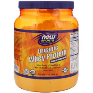 Now Foods, Esportes, Proteína Whey Orgânica, Naturalmente Sem Sabor, 1 lbs (454 g)
