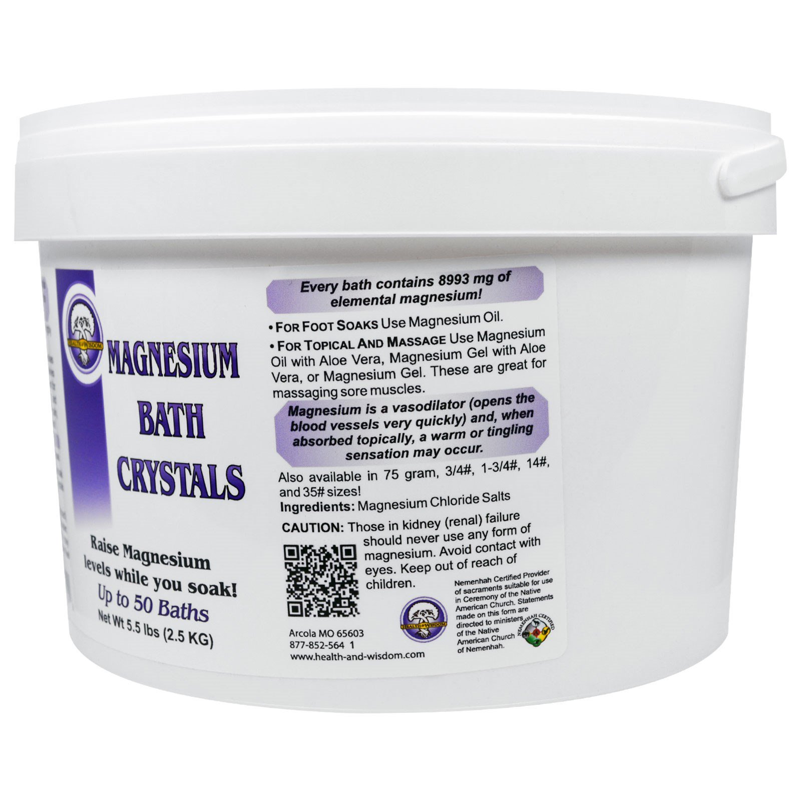Health and Wisdom, Cristais de Banho de Magnésio, 5.5 lbs (2,5 kg) - Imagem 3