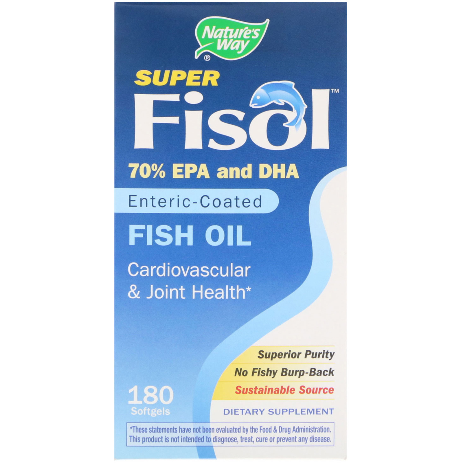 Nature's Way, Super Fisol, Óleo de Peixe, com Revestimento Entérico, 180 Cápsulas Gelatinosas