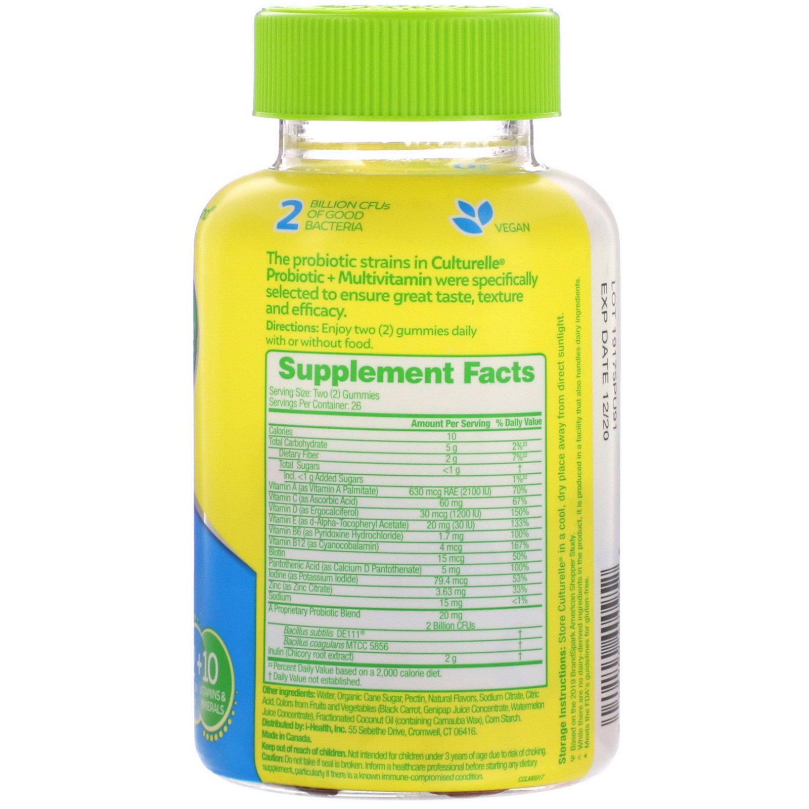 Culturelle, Probiotic + Multivitamin Gummies, Mixed Berry, 2 Billion CFUs, 52 Gummies - Imagem 2