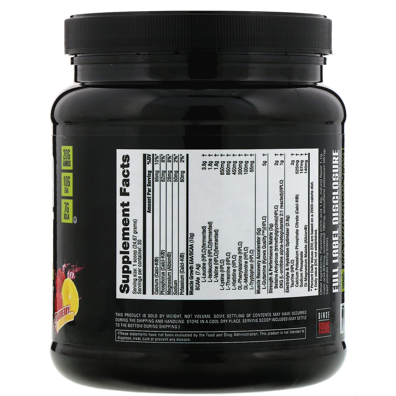 NutraBio Labs, Intra Blast, Abastecimento de Aminoácidos Intraexercício, Explosão de Morango e Limão, 740 g (1,63 lb) - Imagem 2