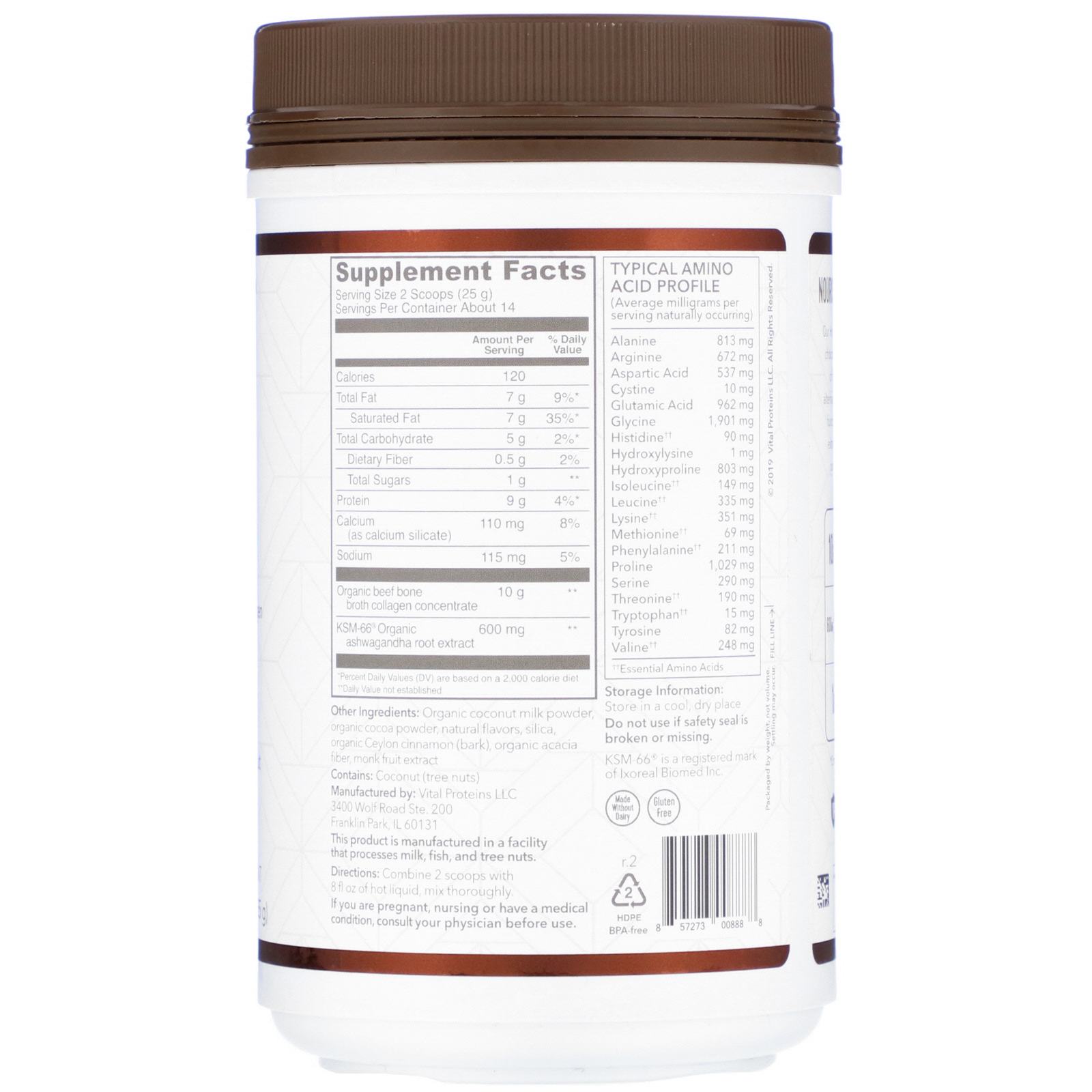 Vital Proteins, Collagen Latte, Hot Cocoa, 12.5 oz (355 g) - Imagem 2