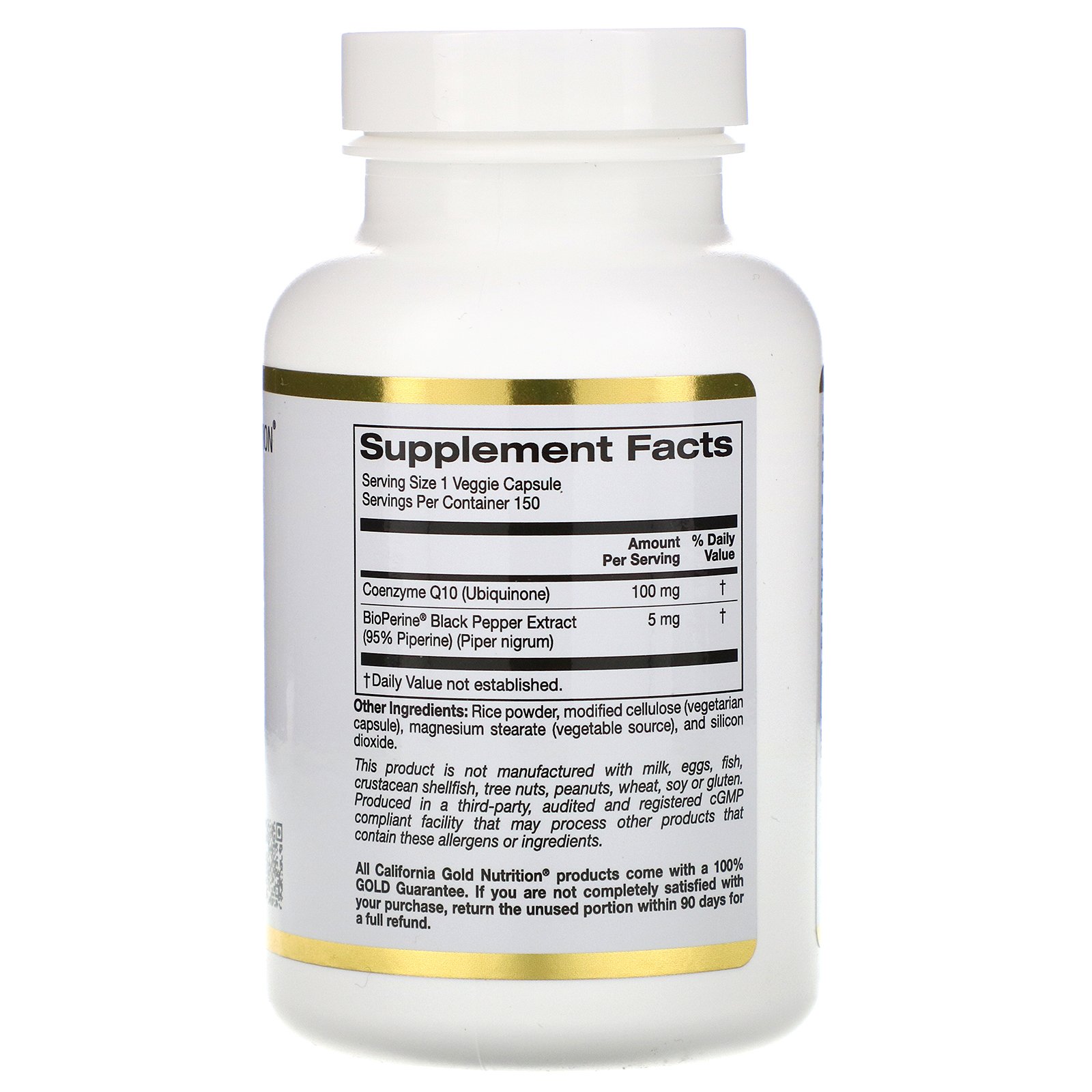 California Gold Nutrition, CoQ10 USP com Bioperine, 100 mg, 150 Cápsulas Vegetais - Imagem 2