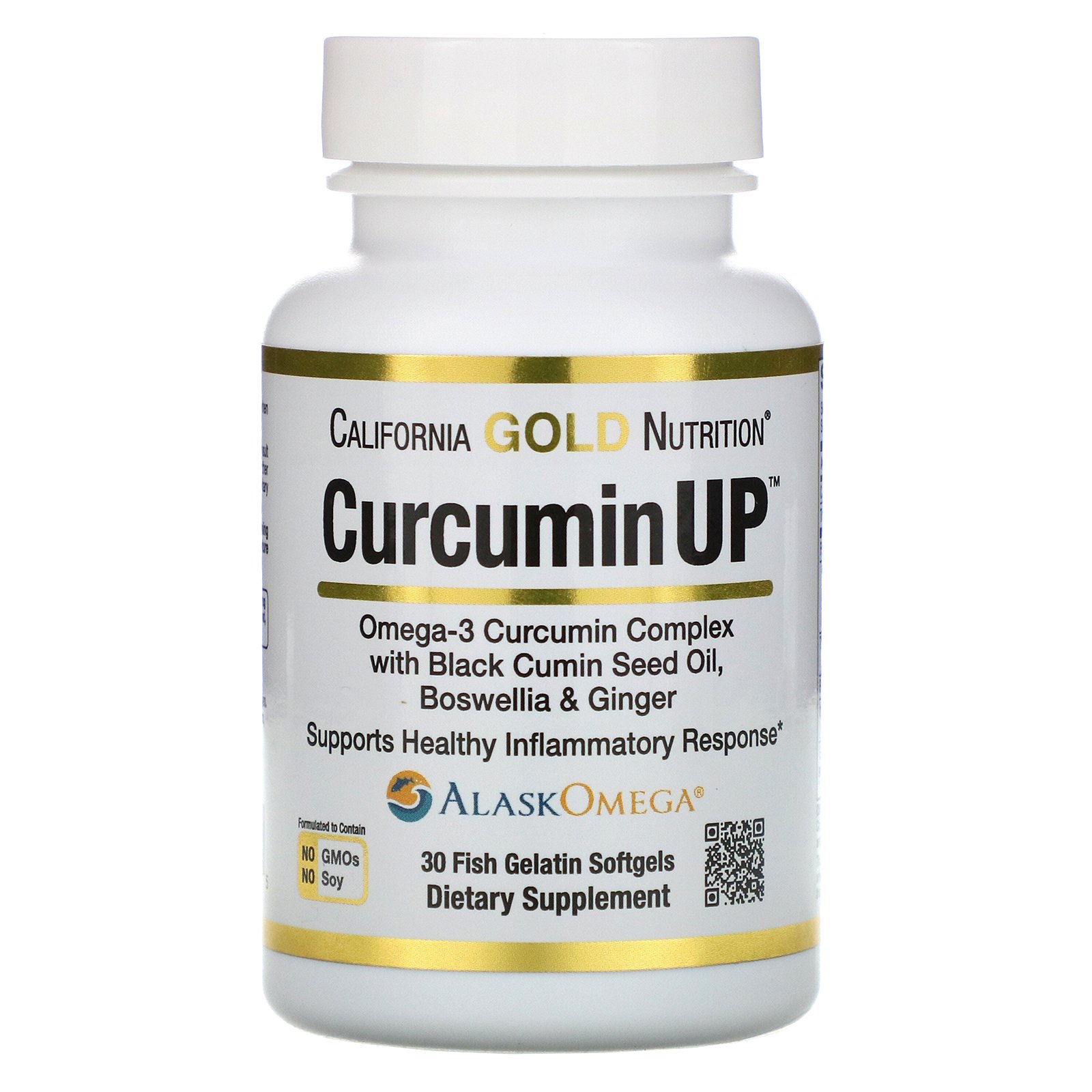 California Gold Nutrition, CurcuminUP, Complexo Ômega 3 de Curcumina, Suporte Contra Inflamação, 30 Cápsulas Softgel de Gelatina de Peixe