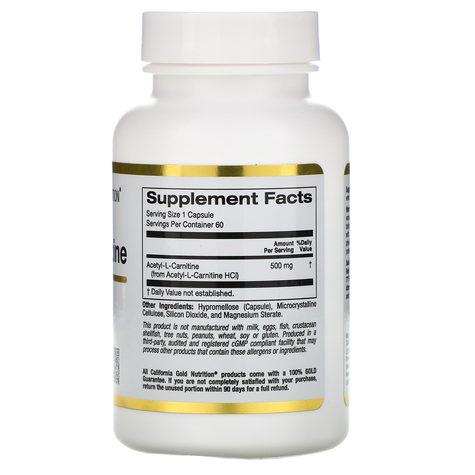 California Gold Nutrition, SPORT, Acetil-L-Carnitina, 500 mg, 60 Cápsulas Vegetais - Imagem 2