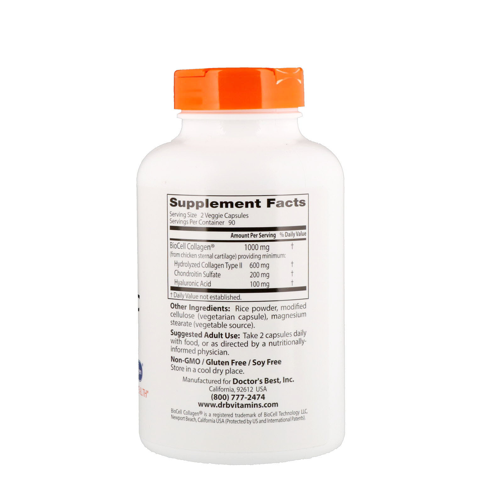 Doctor's Best, Ácido Hialurônico + Sulfato de Condroitina, 180 Cápsulas Vegetais - Imagem 2