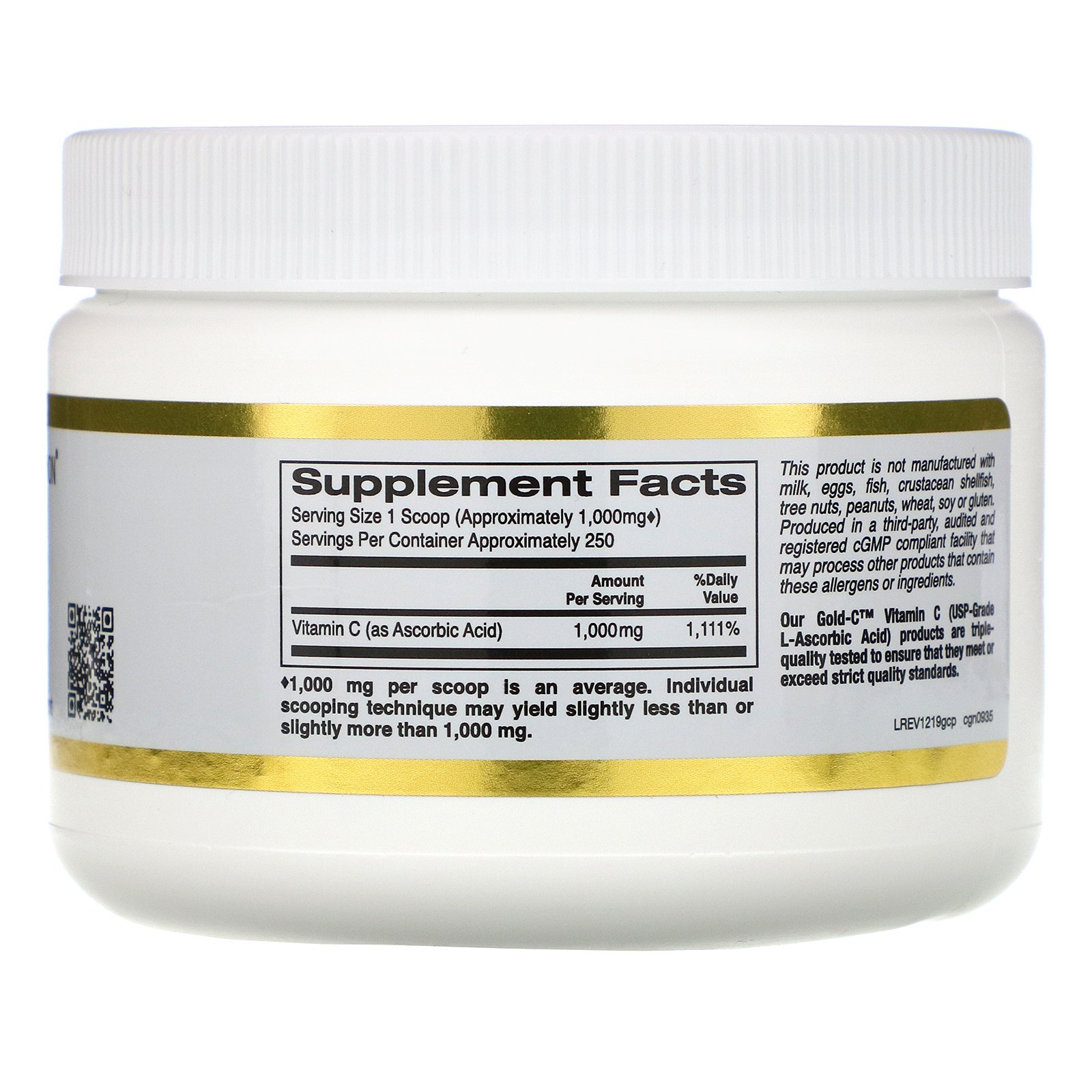 California Gold Nutrition, Gold C Pó, 8,81 oz (250 g) - Imagem 2