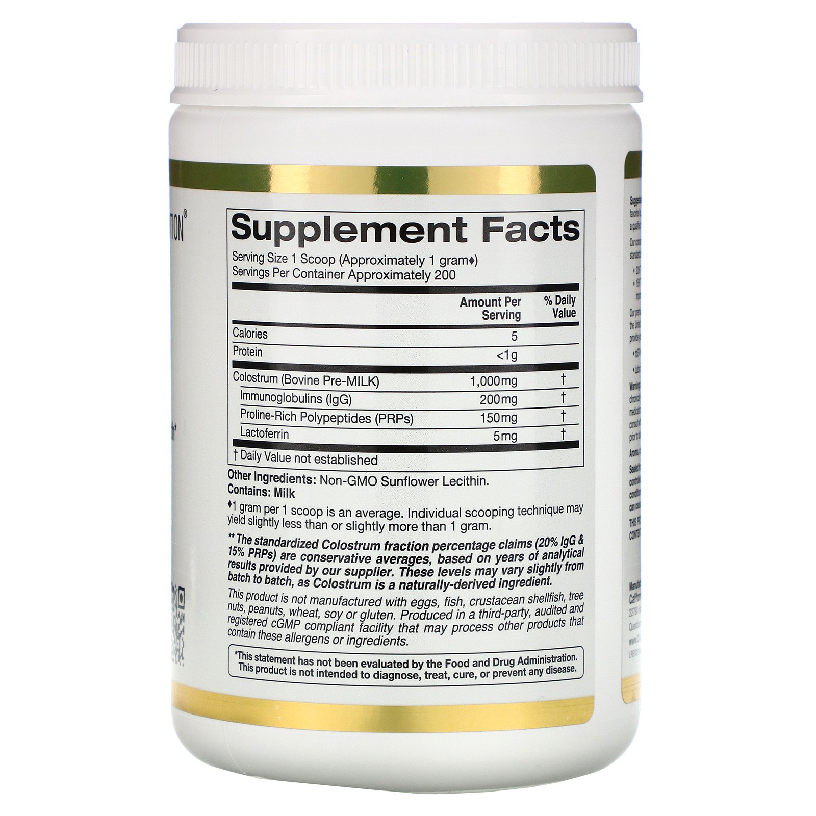 California Gold Nutrition, Colostro em Pó, Concentrado, 200 g (7,05 oz) - Imagem 2
