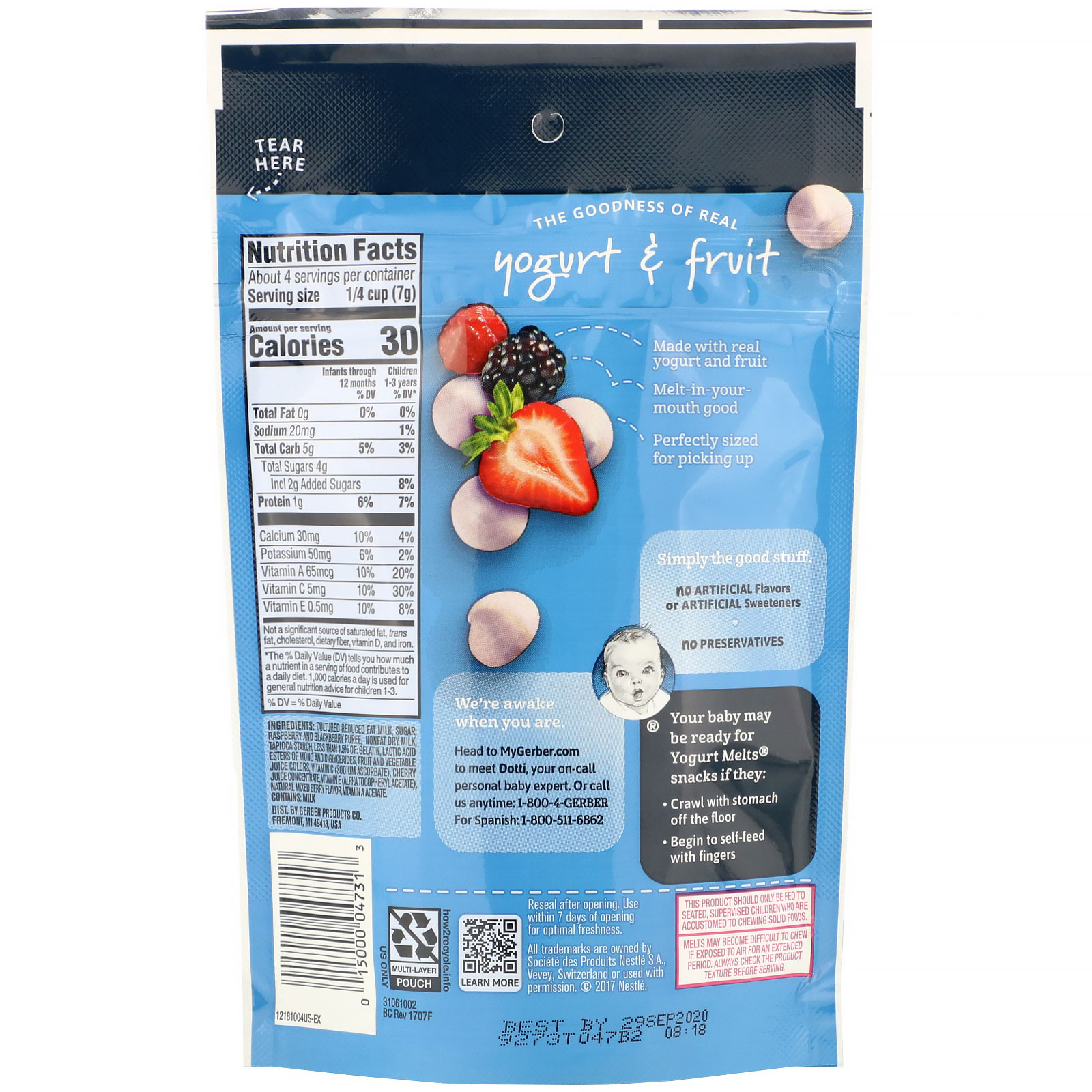 Gerber, Graduates, Yogurt Melts, 8+ Months, Mixed Berries, 1.0 oz (28 g) - Imagem 2